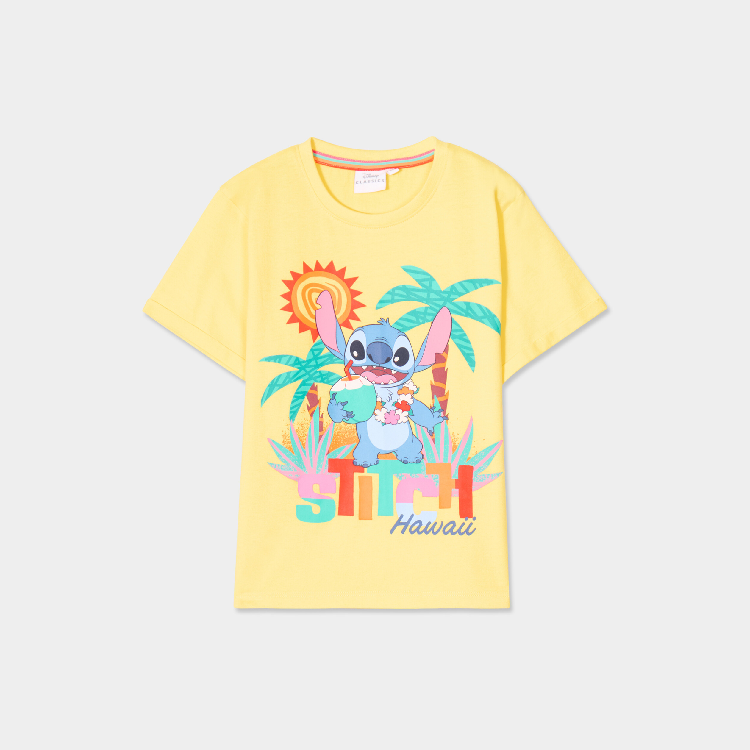 t shirt manches courtes coton stitch jaune fille T-shirt manches courtes coton Stitch jaune fille