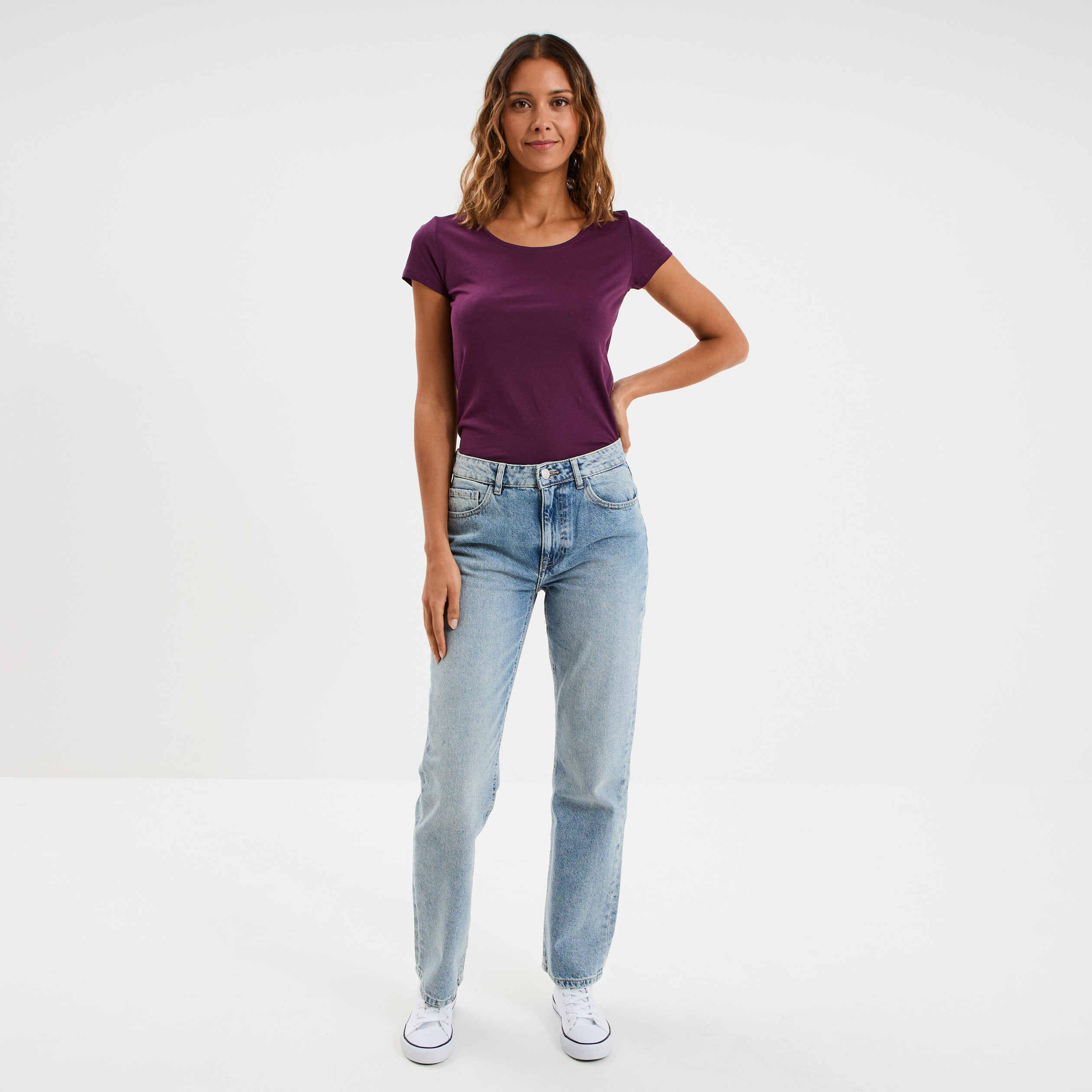 T-shirt Manches Courtes Violet Moyen Femme DKNY Jeans - Occasion Très Bon état, Coton