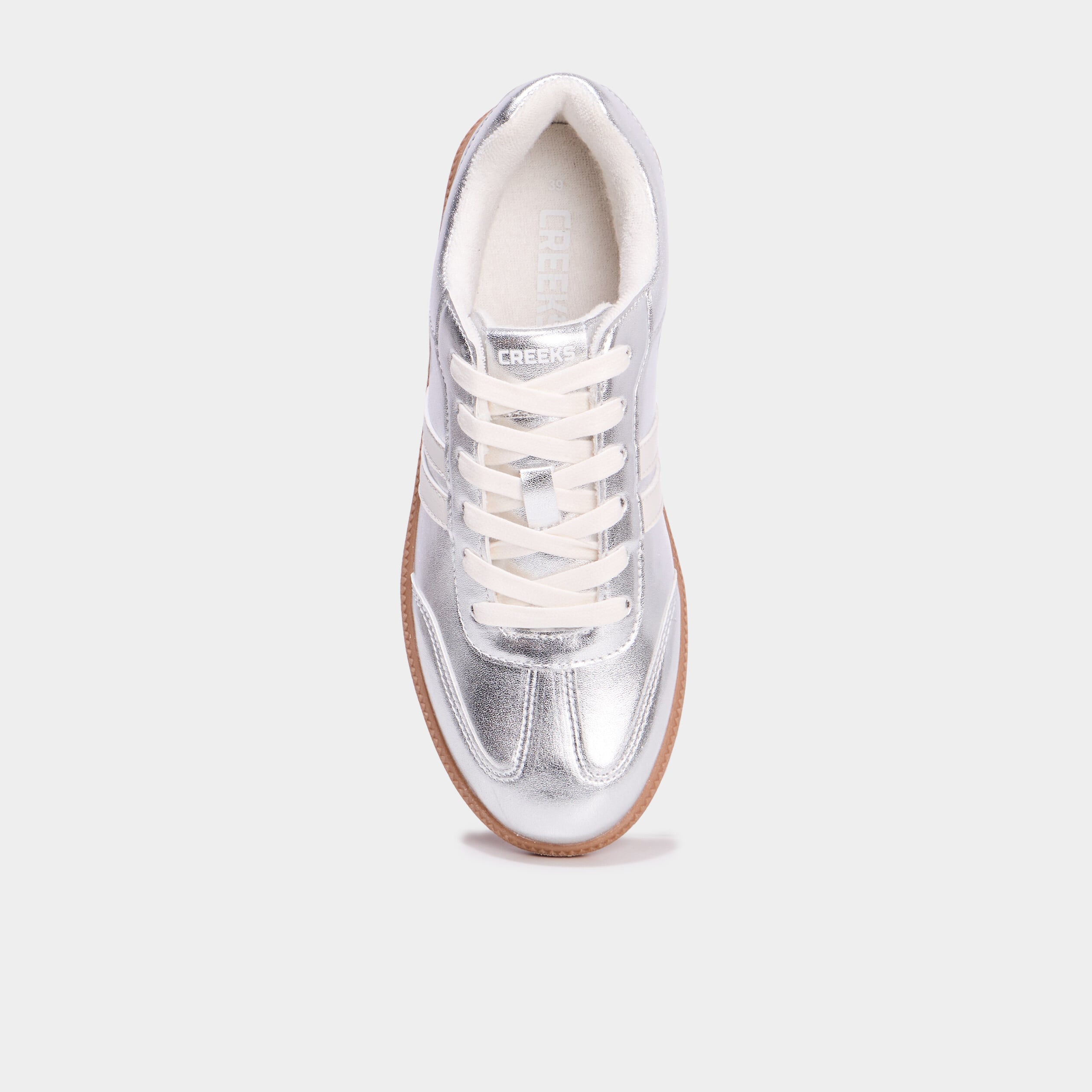 Tennis basses &agrave; lacets gris argent femme