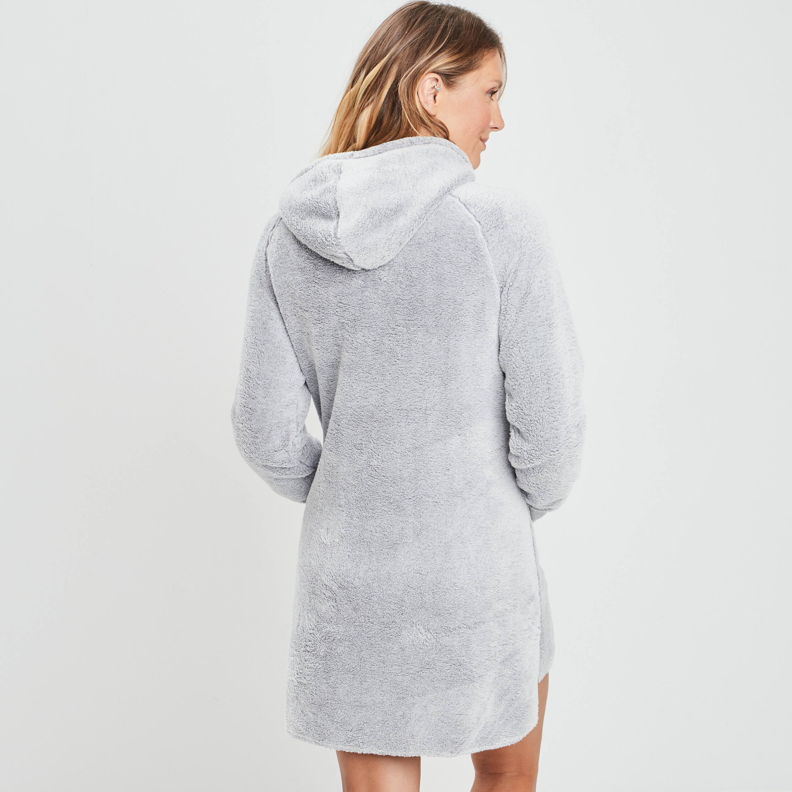 poncho plaid droit a capuche gris clair femme Poncho plaid droit à capuche gris clair femme