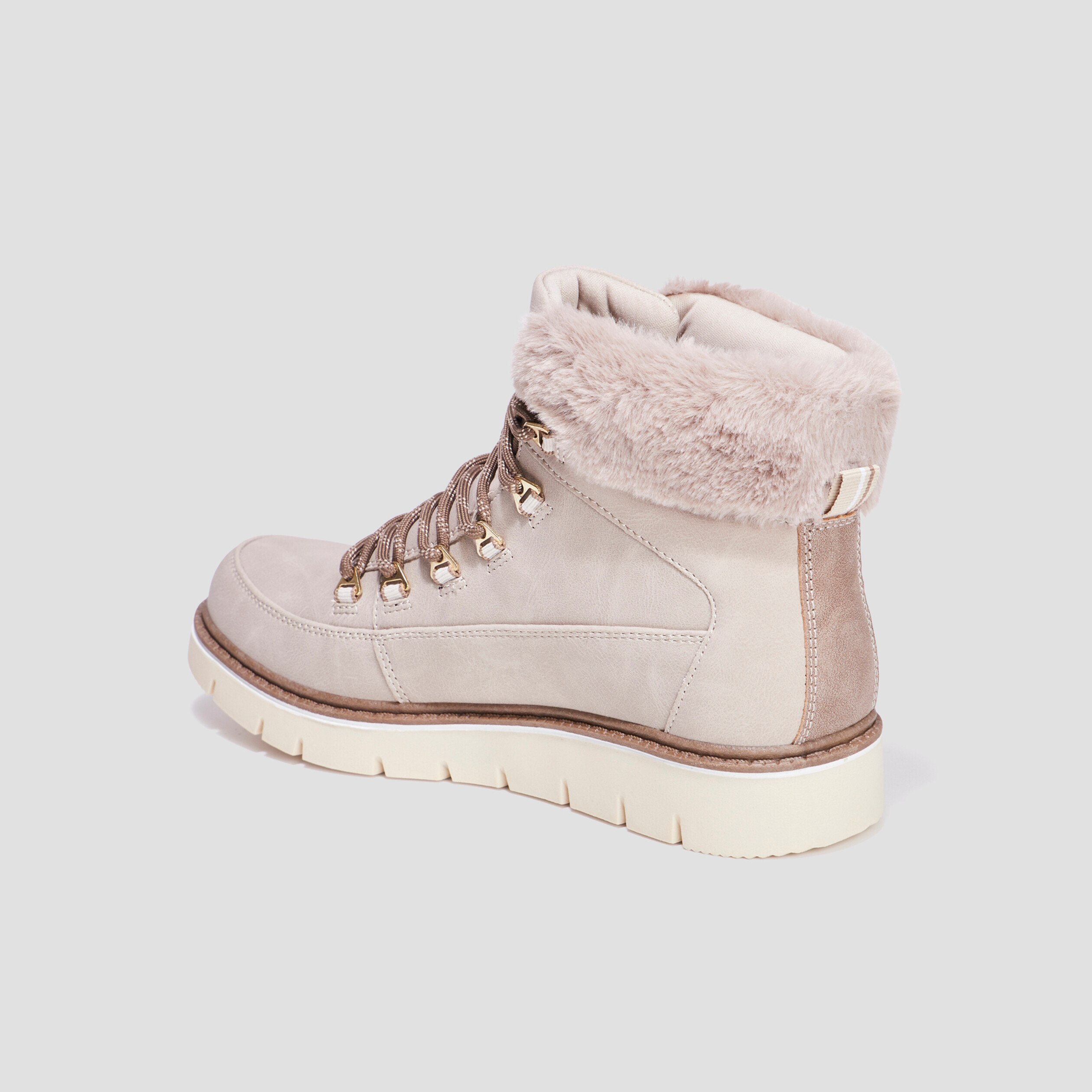 Bottines fourr es lacets Trappeur taupe femme La Halle
