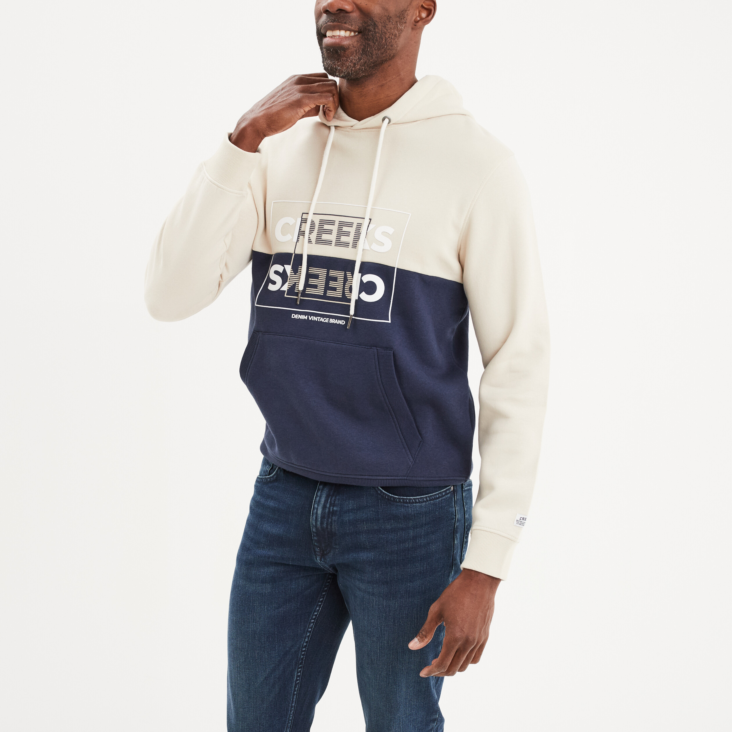 Sweat à capuche bleu marine homme