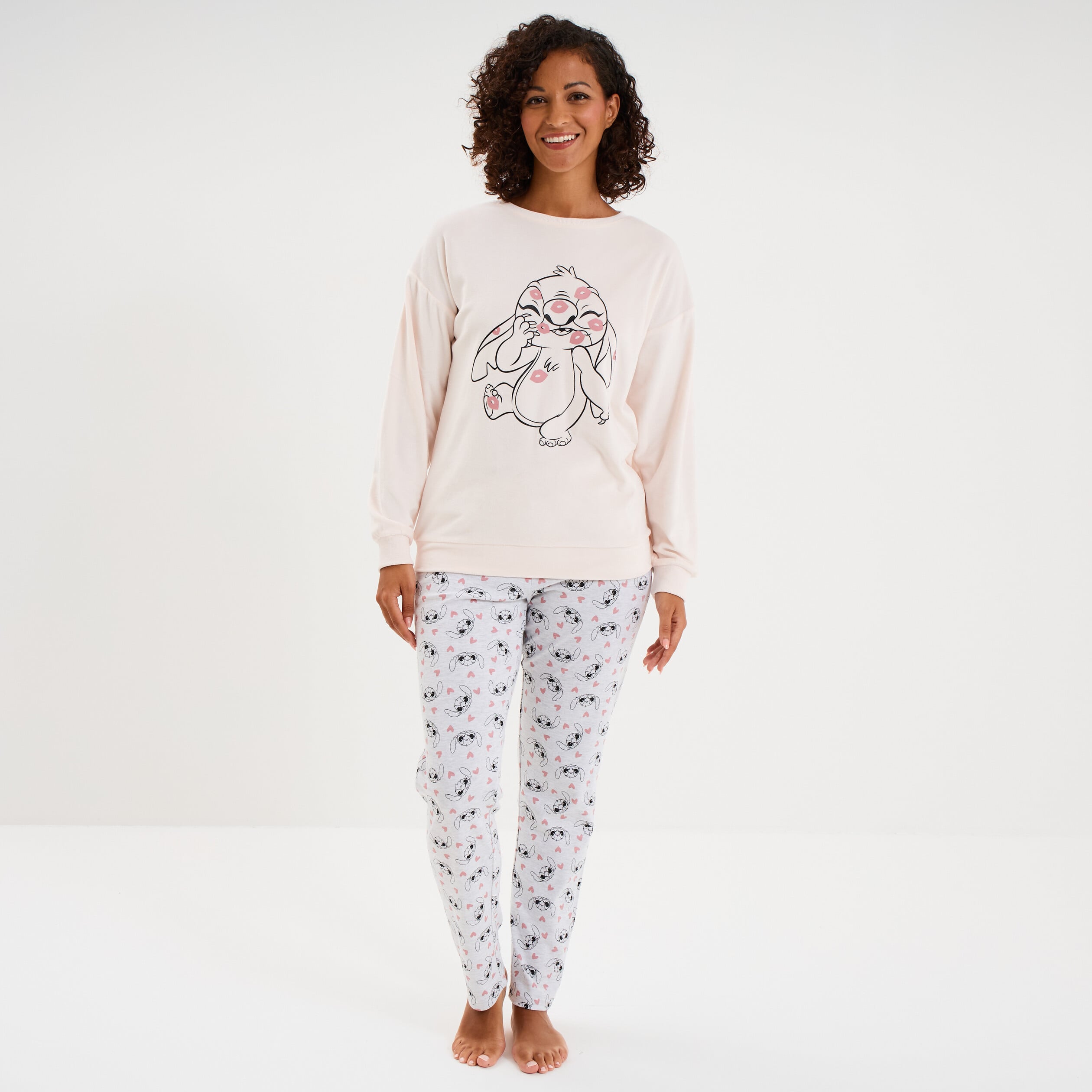 Ensemble pyjama legging Stitch rose clair femme