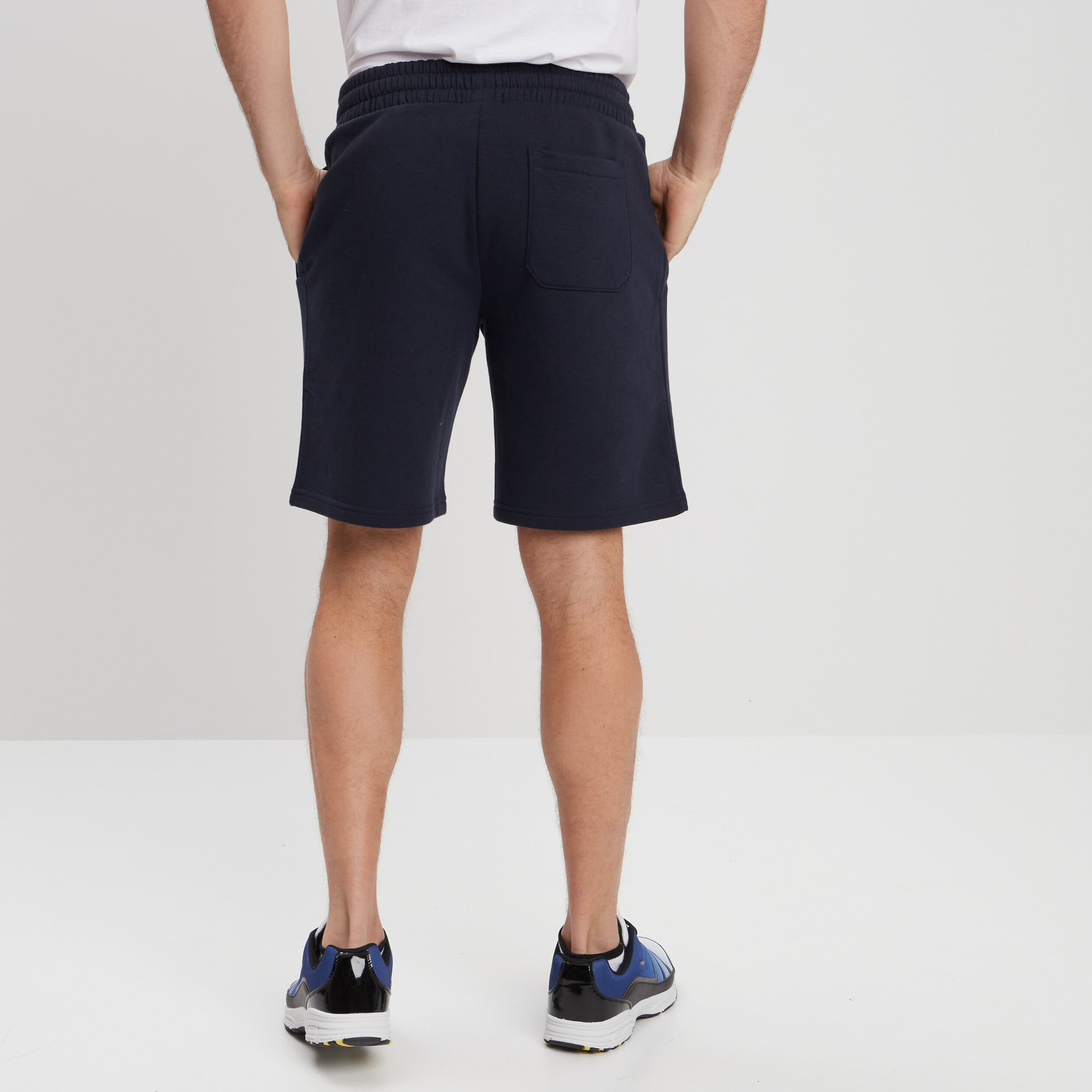 Short jogging molleton droit bleu marine homme