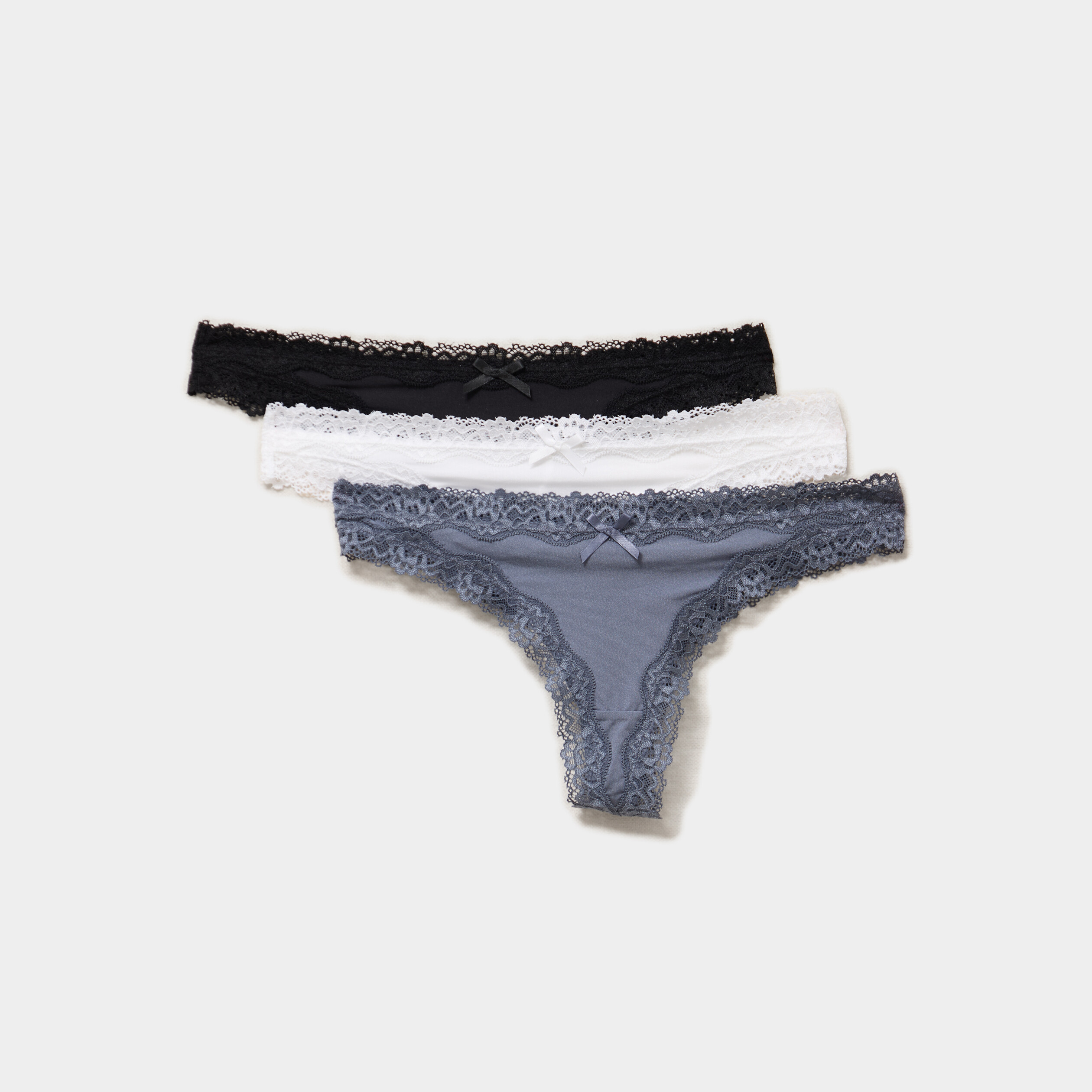 Lot 3 tangas avec dentelle bleu violet femme