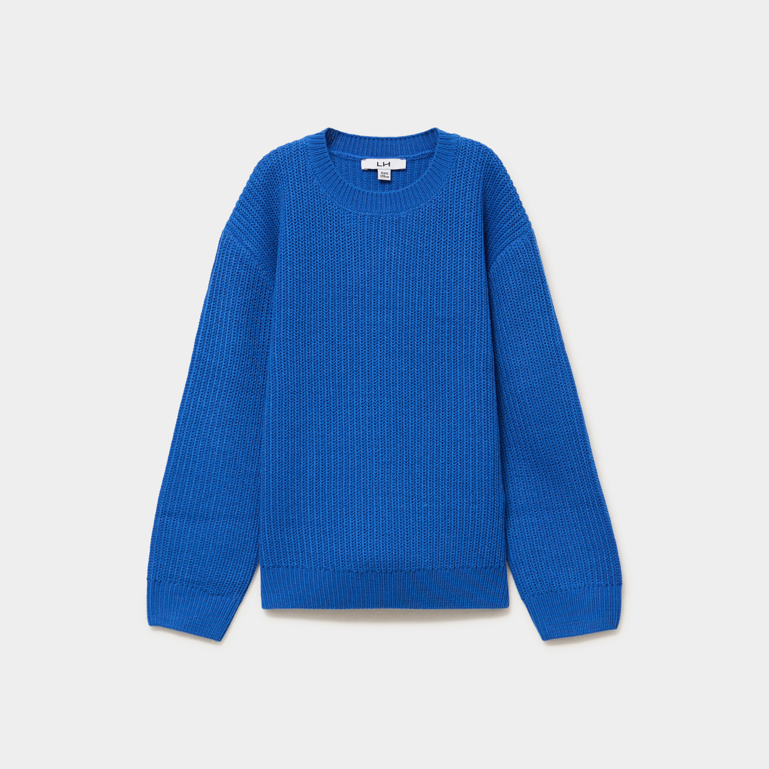 Pull col rond manches longues bleu roi gar&ccedil;on