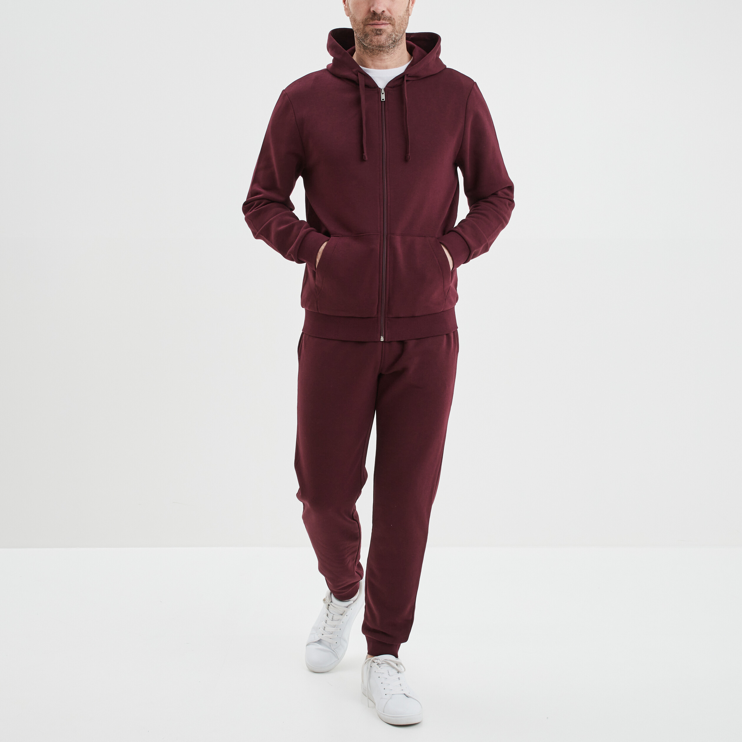 sweat zippe molleton a capuche prune homme Sweat zippé molleton à capuche prune homme