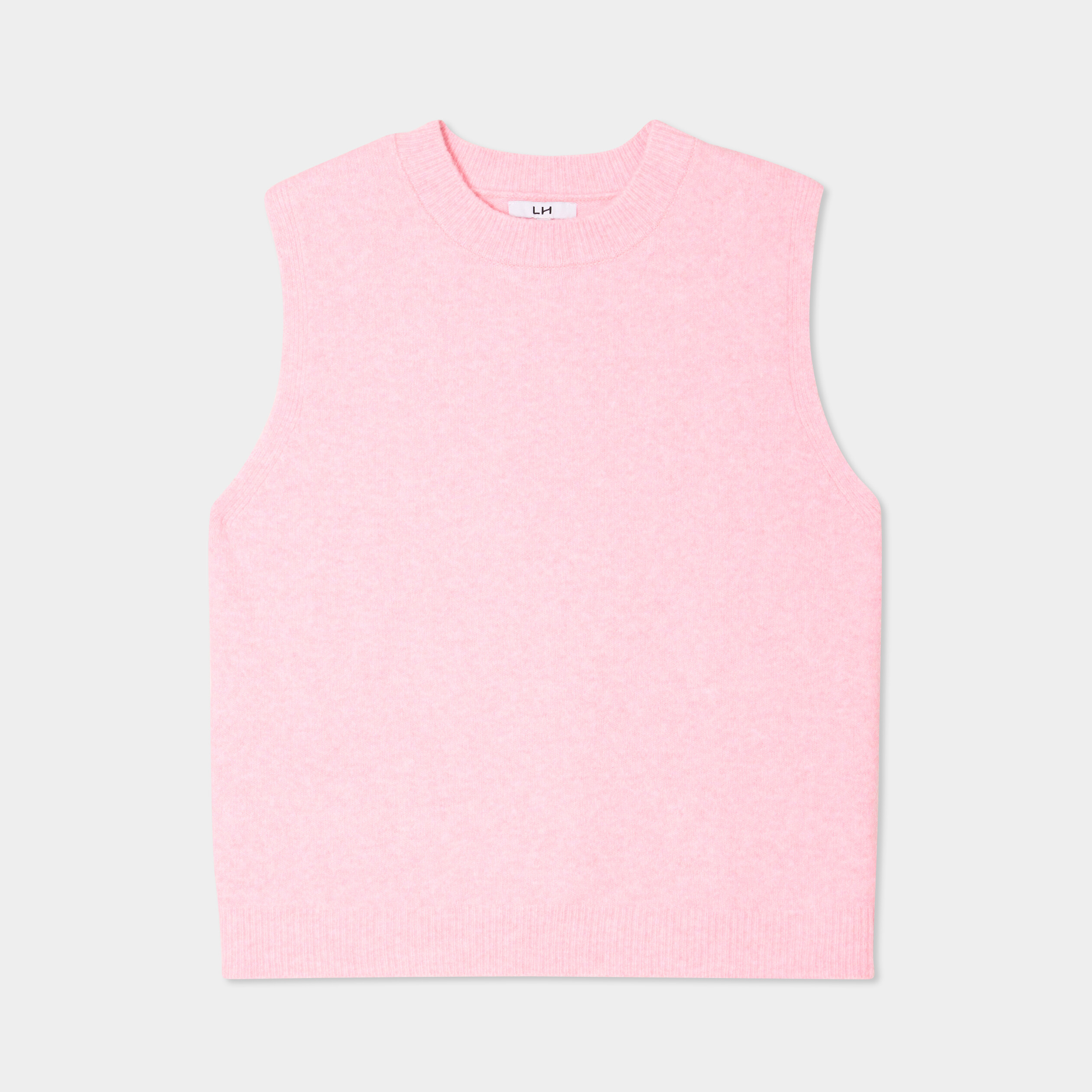 Pull sans manches col rond rose clair femme