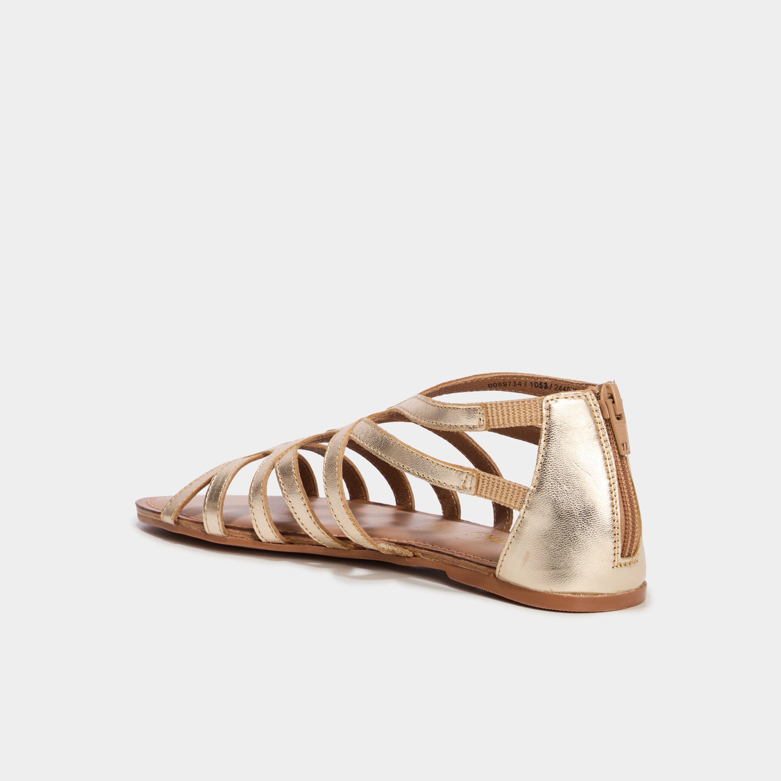 sandales plates en cuir jaune or femme Sandales plates en cuir jaune or femme