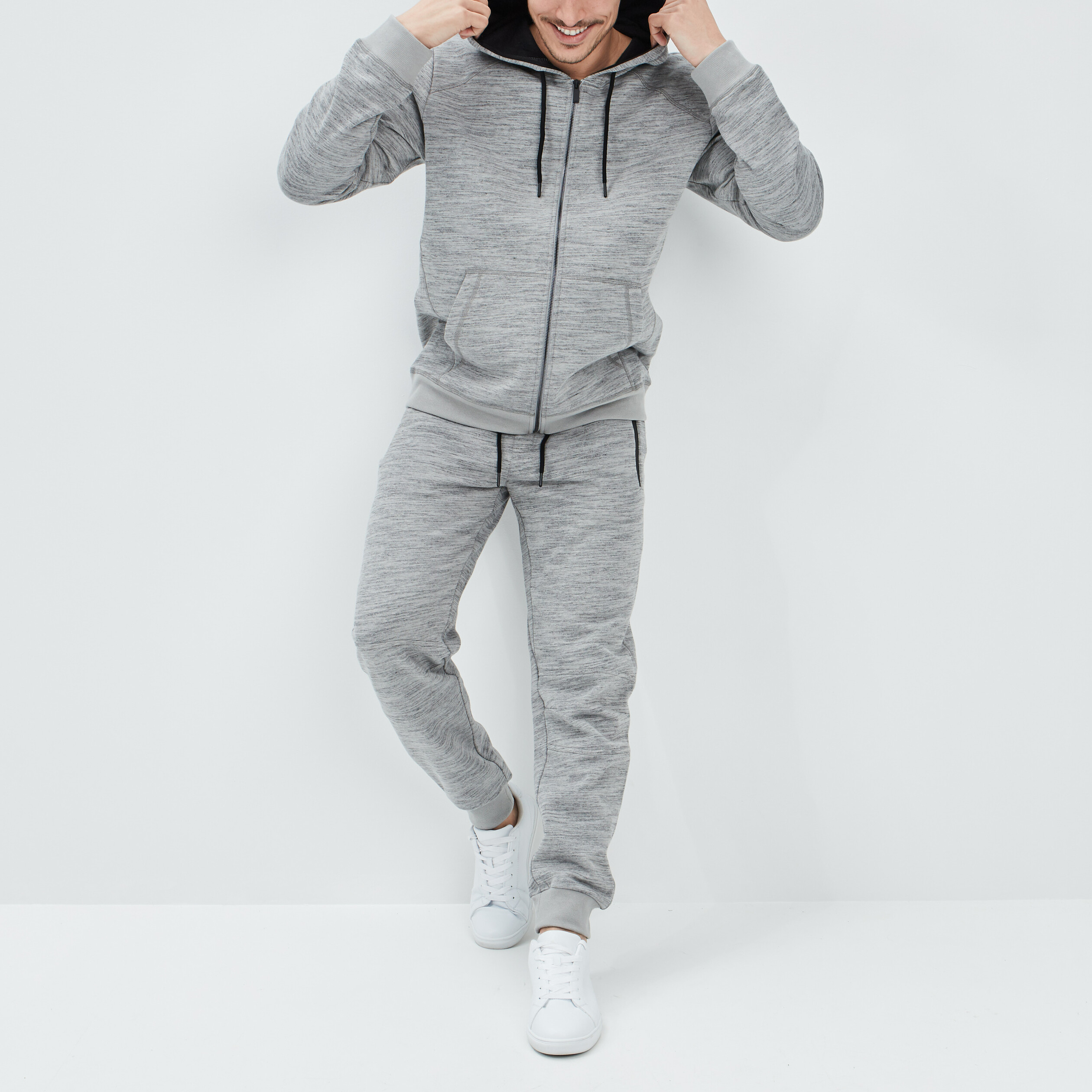 pantalon jogging taille elastiquee gris homme Pantalon jogging taille élastiquée gris homme