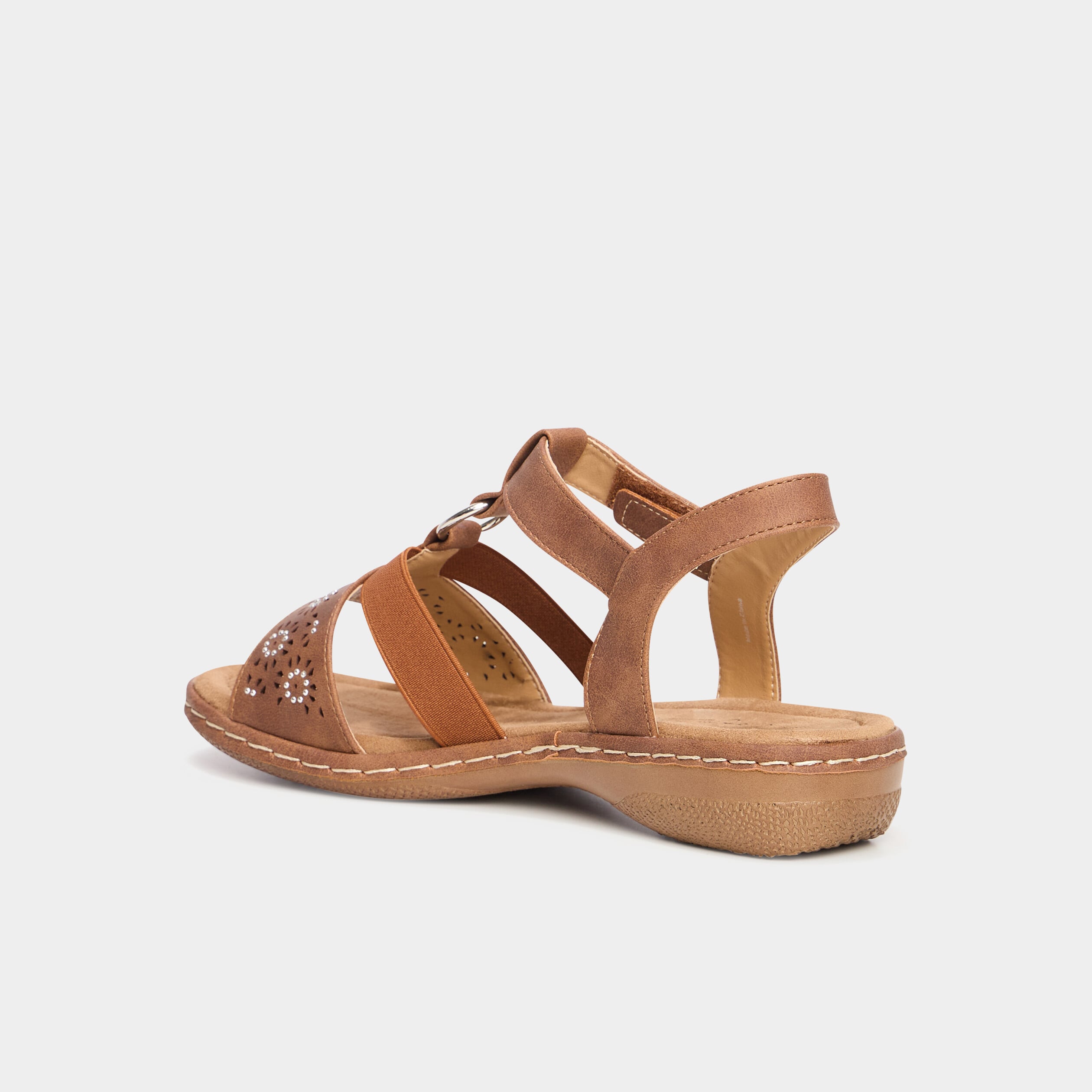 Sandales talons compens&eacute;s marron clair femme