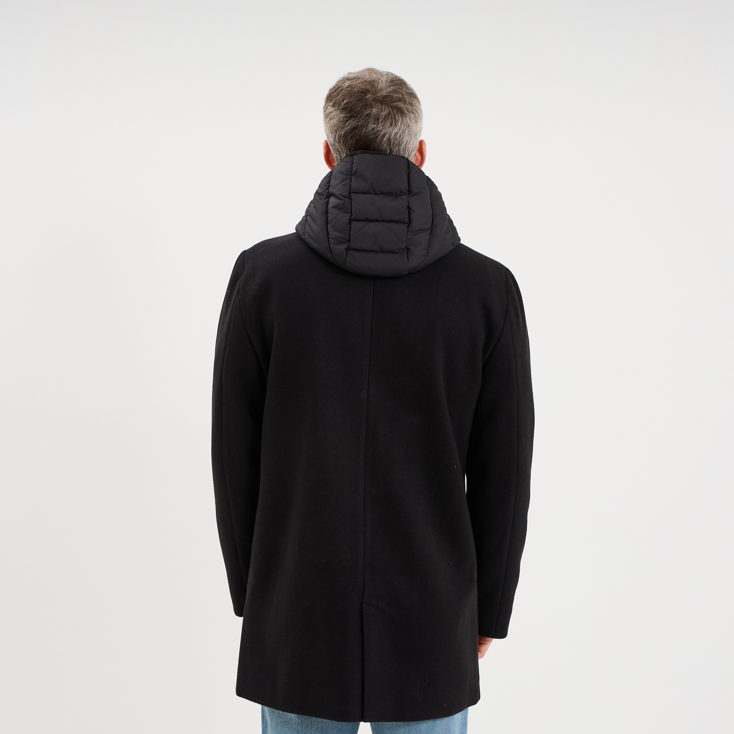 Manteau mi-long 3 en 1 &agrave; capuche noir homme