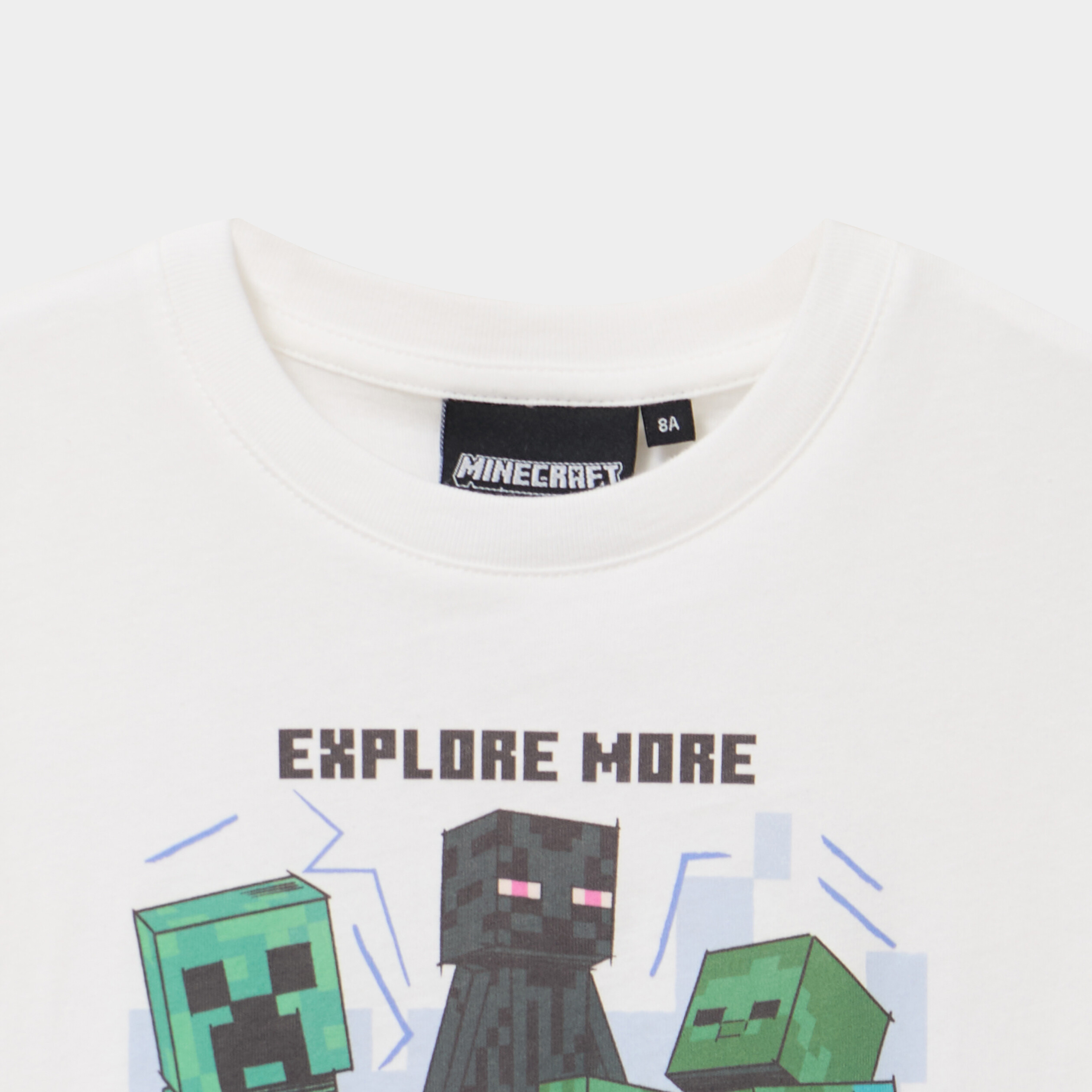 T-shirt manches courtes coton Minecraft ivoire gar&ccedil;on