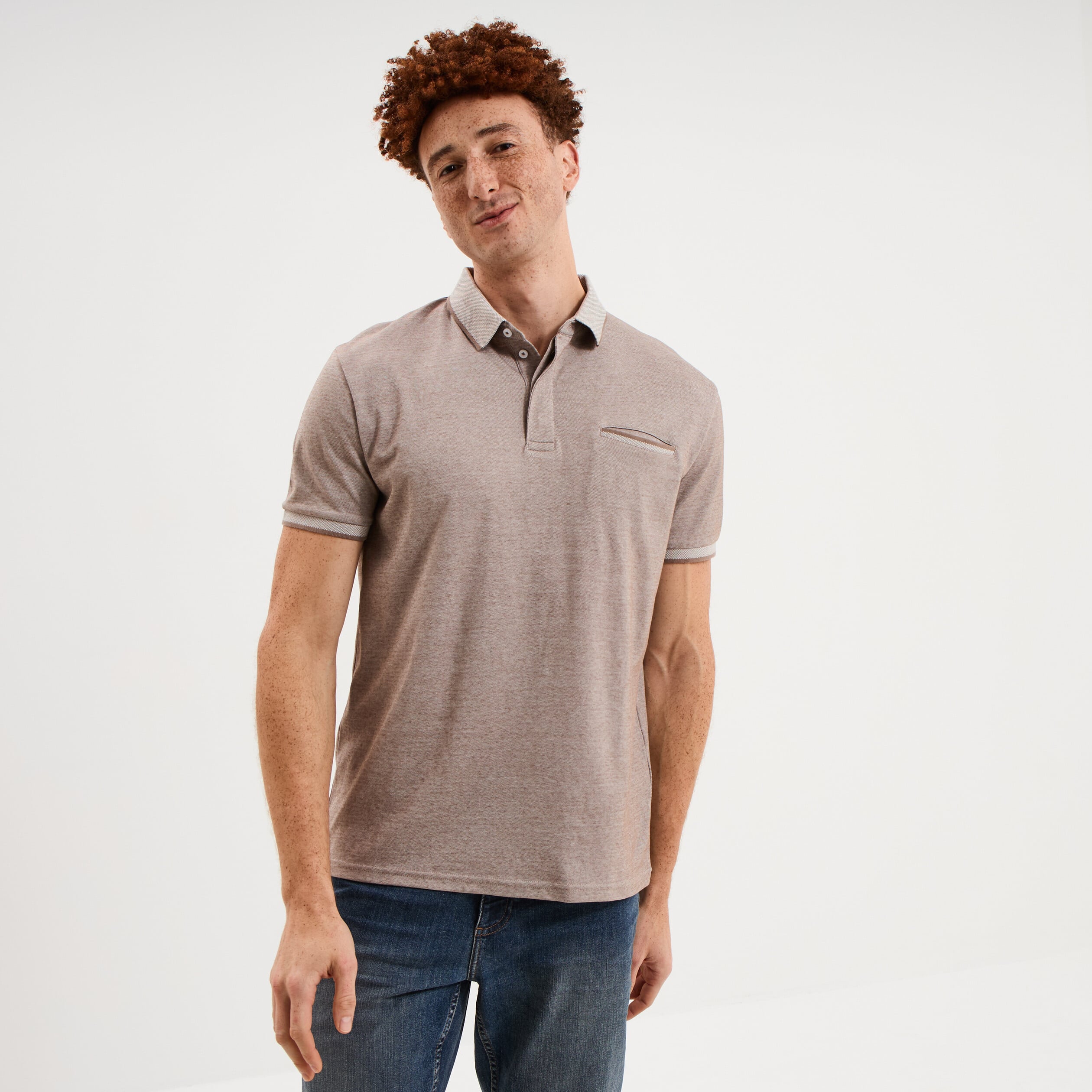 Polo manches courtes coupe droite gris homme