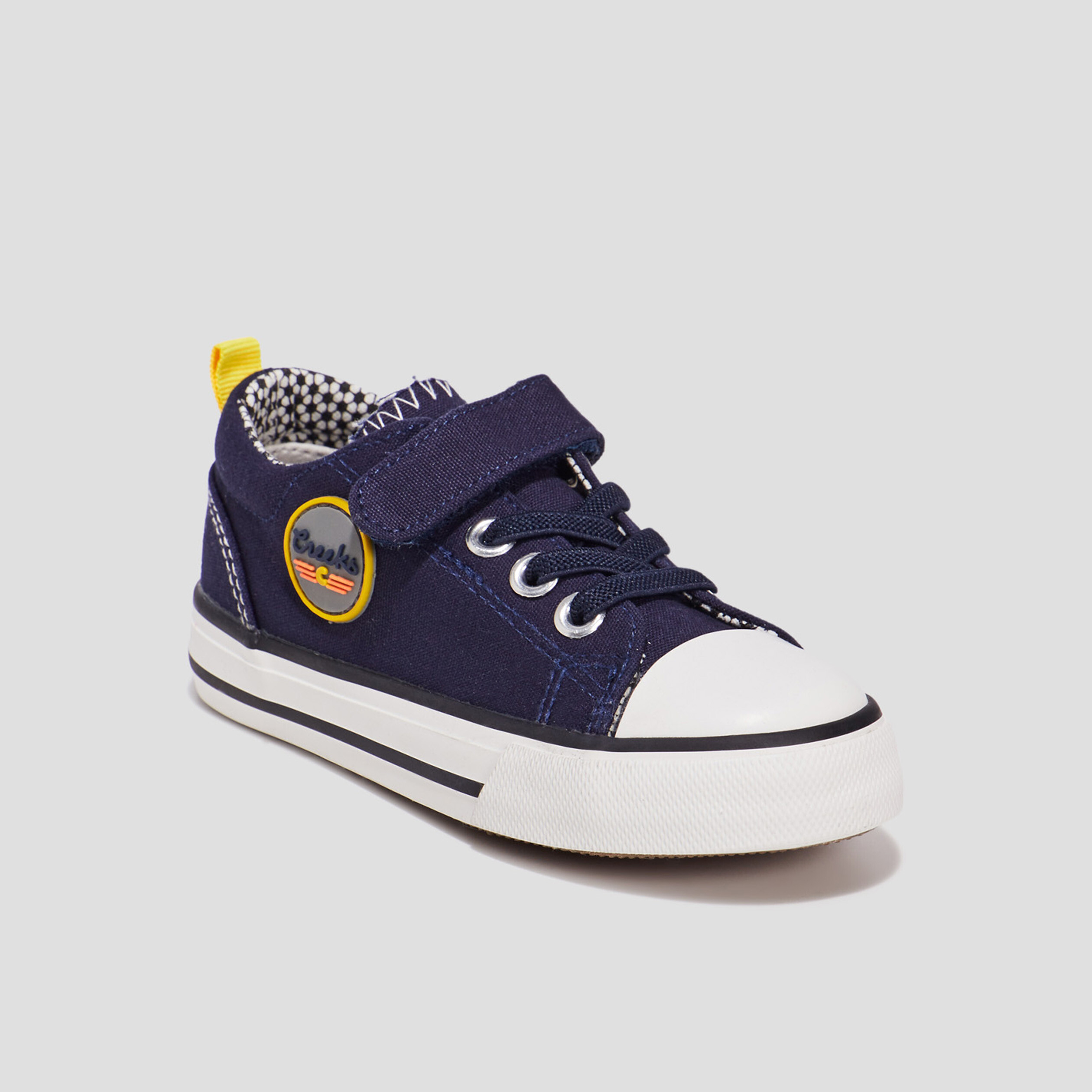 Tennis en toile &agrave; lacets bout renforc&eacute; bleu marine gar&ccedil;on