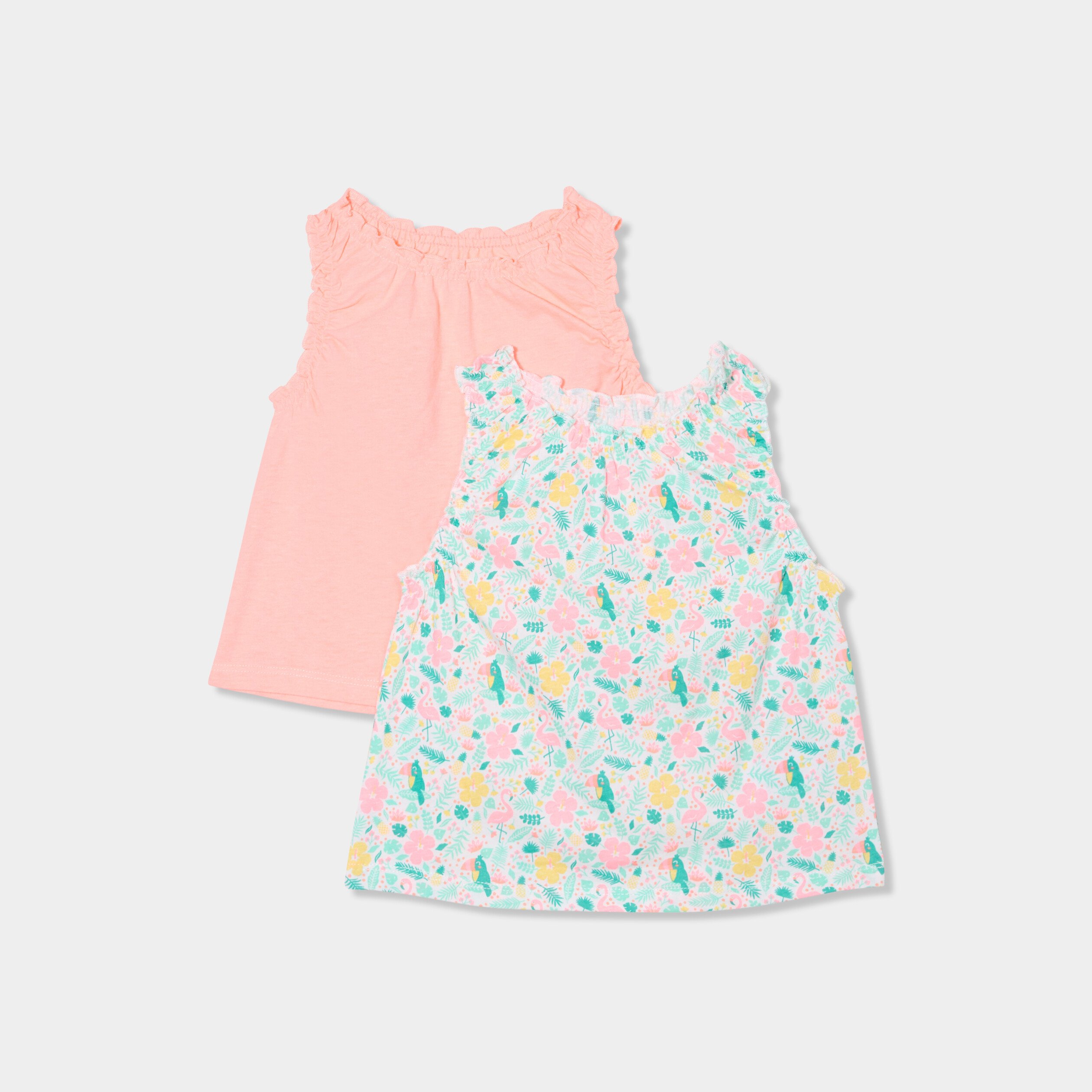 lot 2 debardeurs coton majoritaire blanc bebef Lot 2 débardeurs coton majoritaire blanc bébé fille