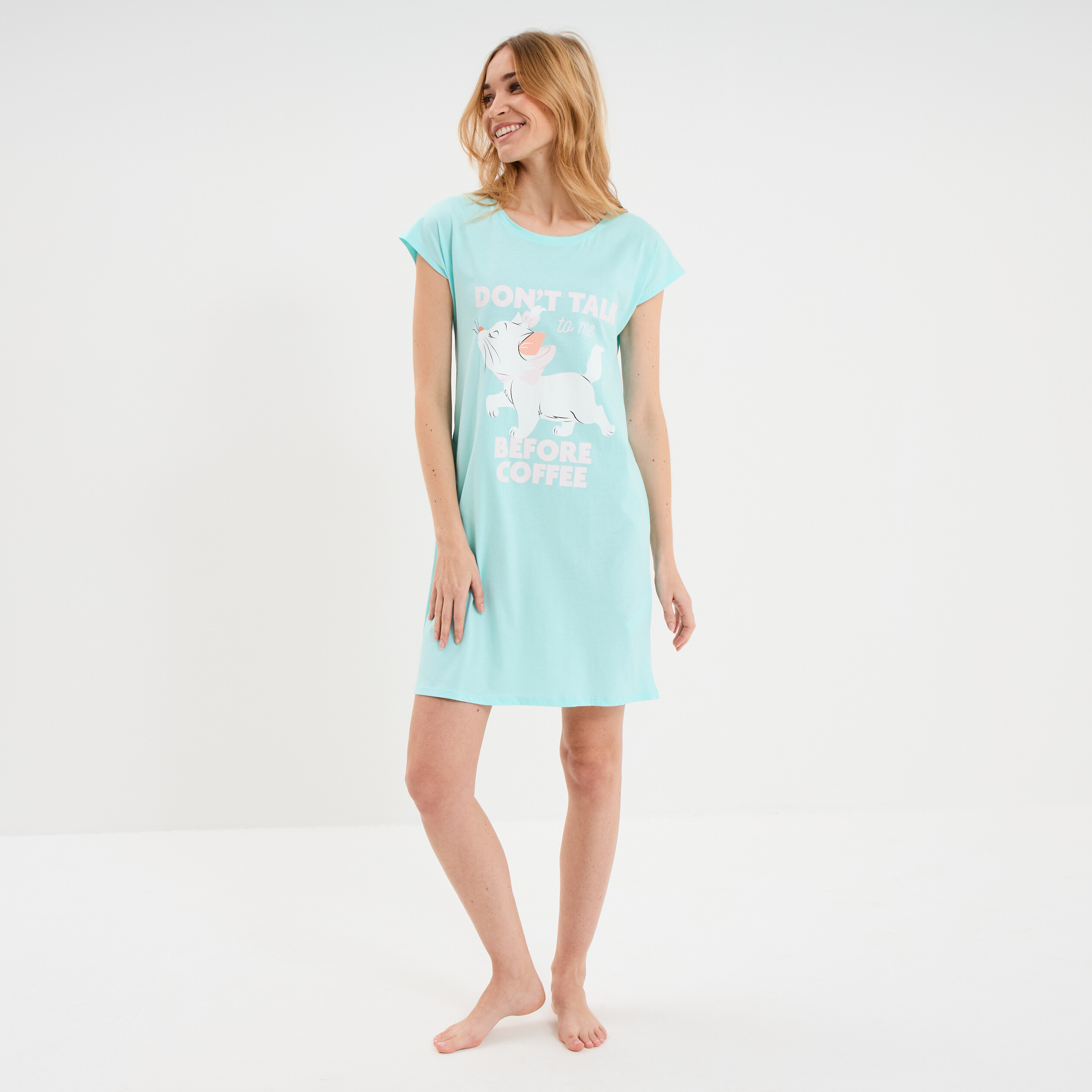 Chemise de nuit Les Aristochats Marie bleu turquoise femme