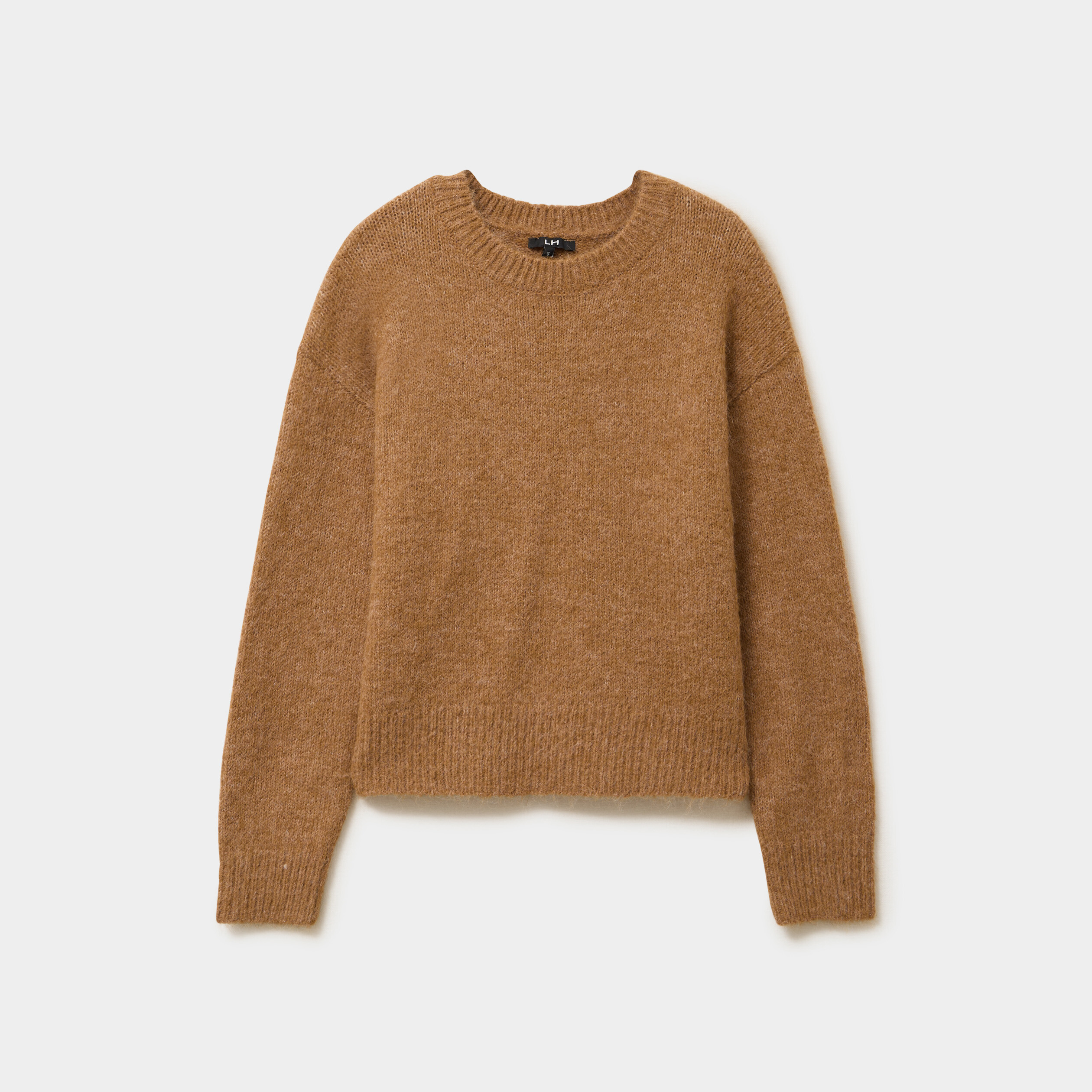 Pull col rond manches longues camel femme | La Halle