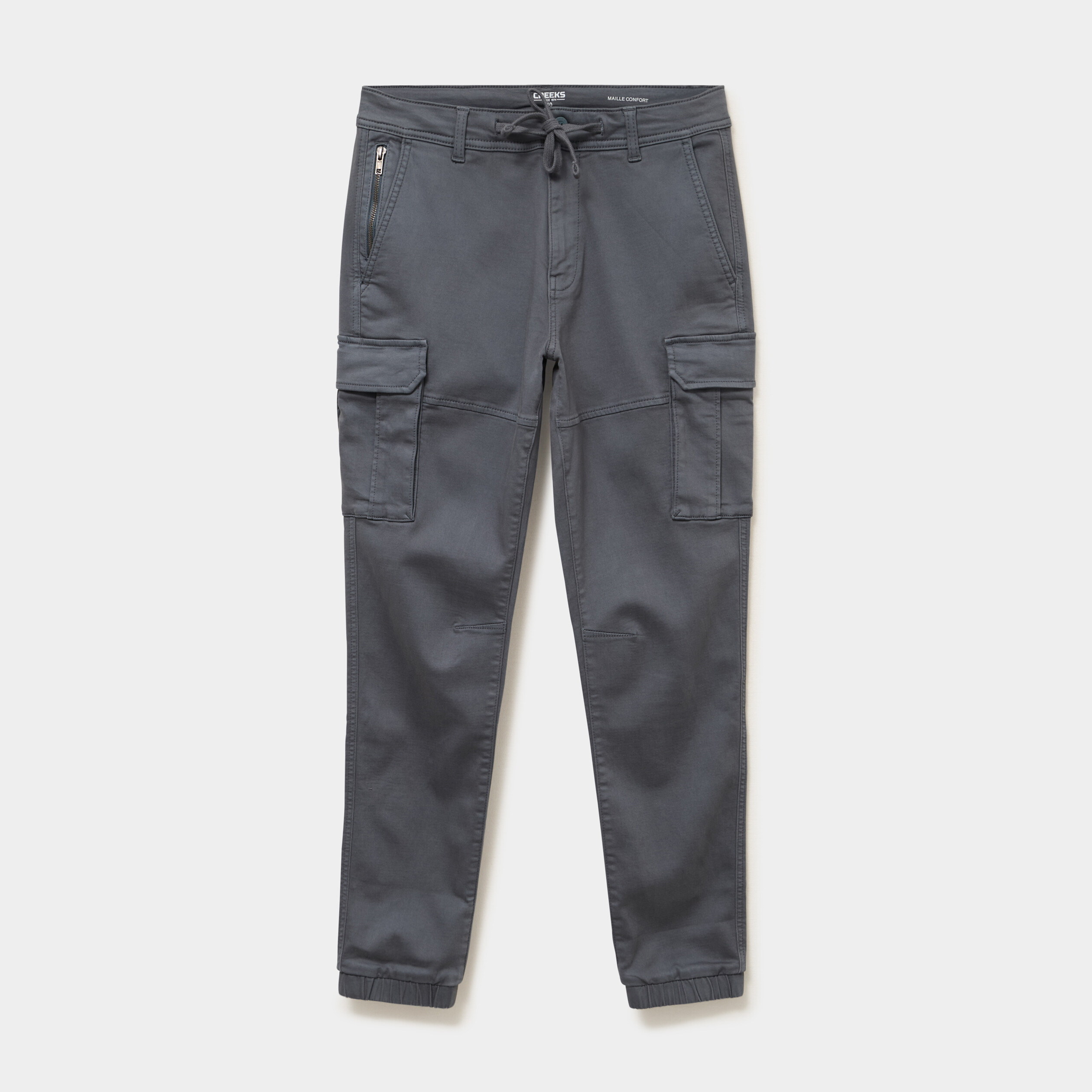 Pantalon cargo slim stretch vert fonc&eacute; homme