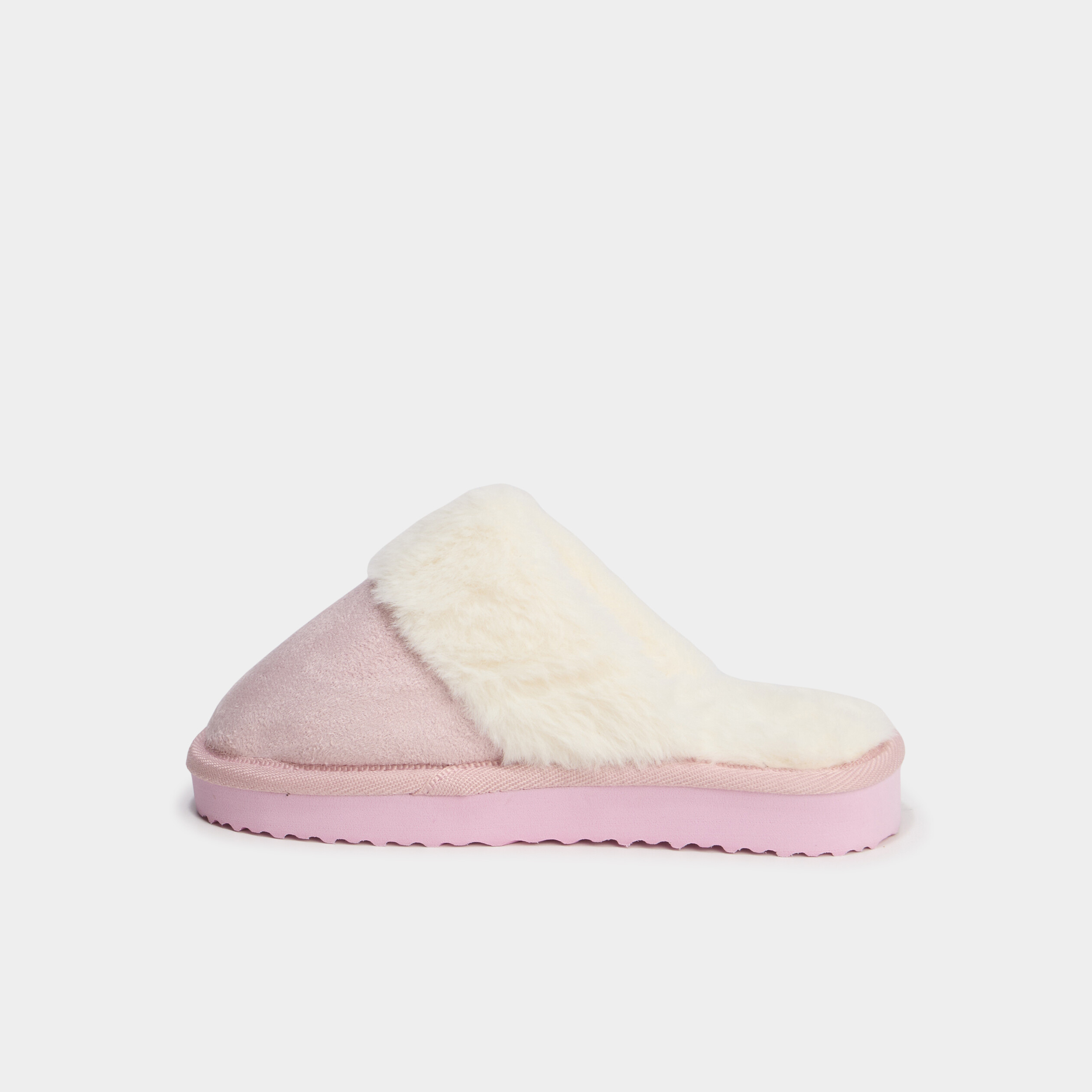 Chaussons mules fourr&eacute;s rose fille