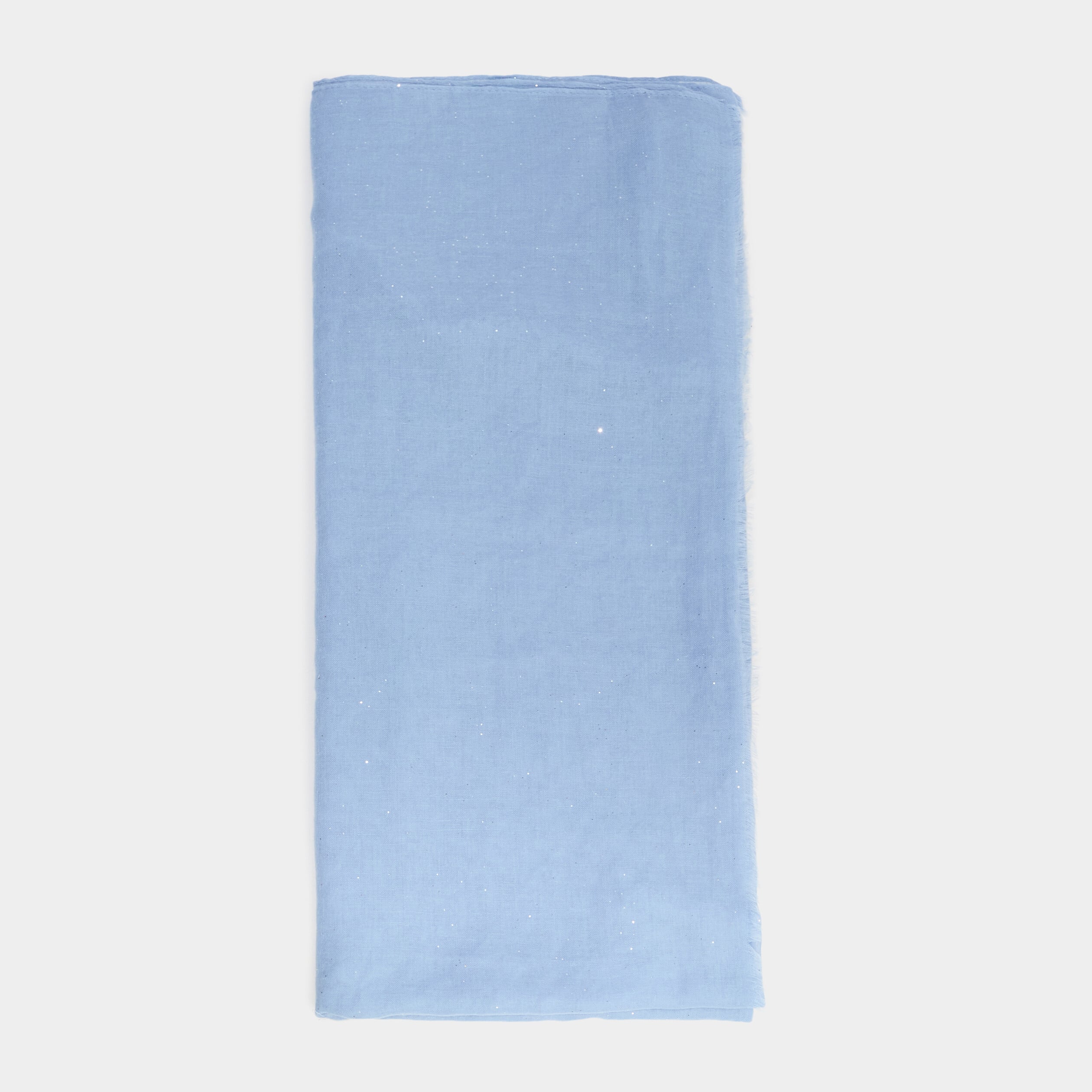 Foulard bords &agrave; franges fines bleu ciel femme