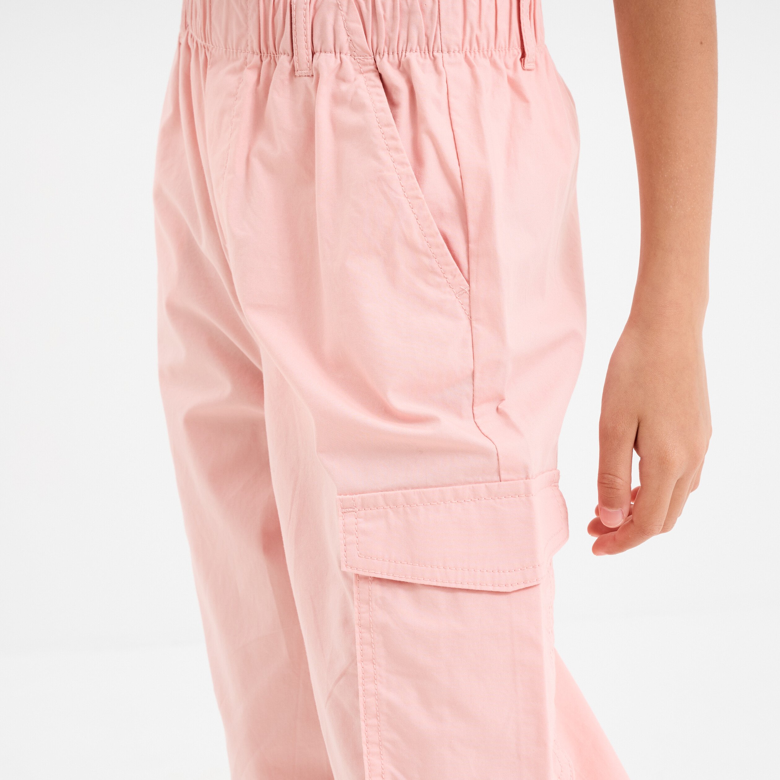 pantalon parachute battle poches cotes rose pastel fille Pantalon parachute battle poches côtés rose pastel fille