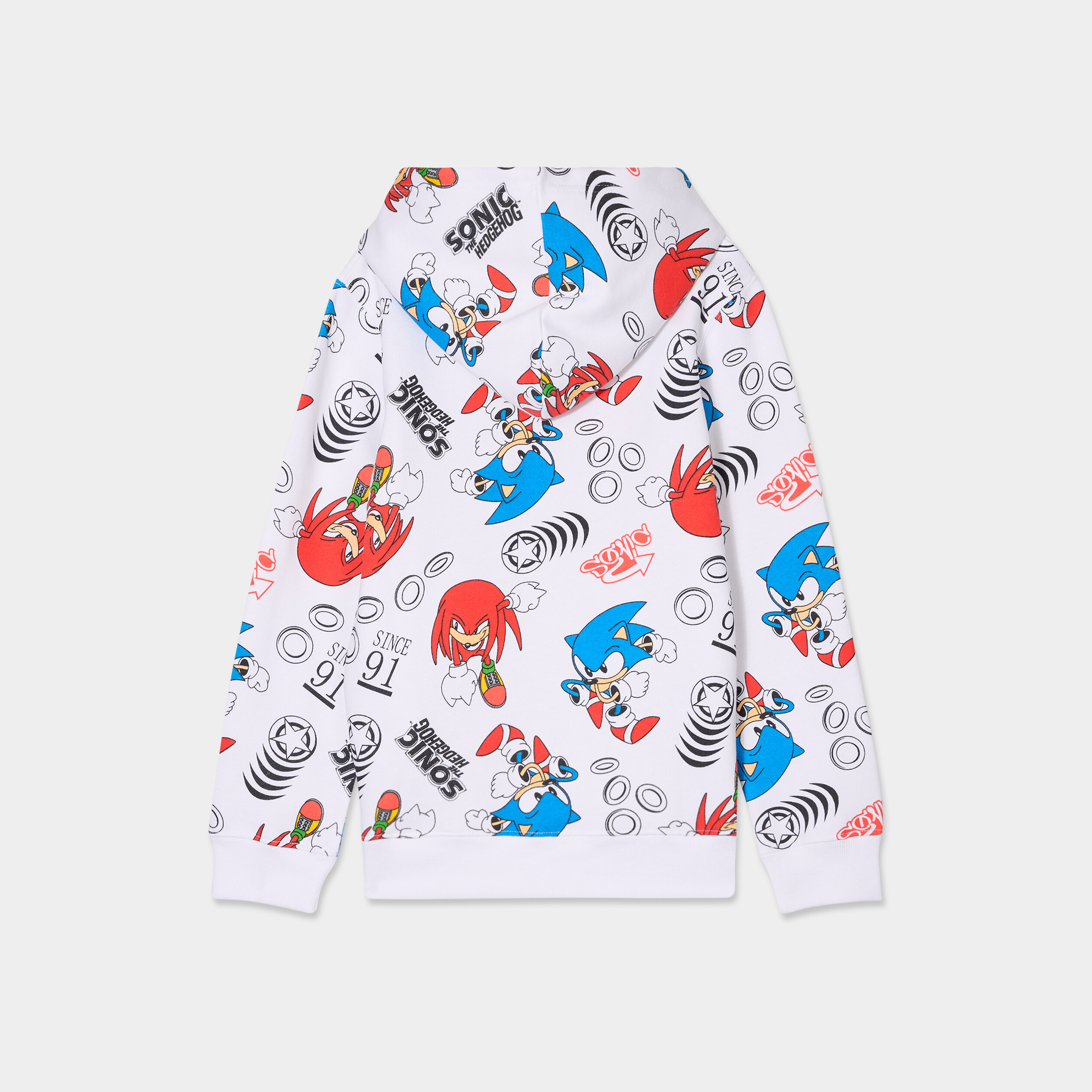 Sweat hoodie &agrave; capuche Sonic Knuckles blanc gar&ccedil;on