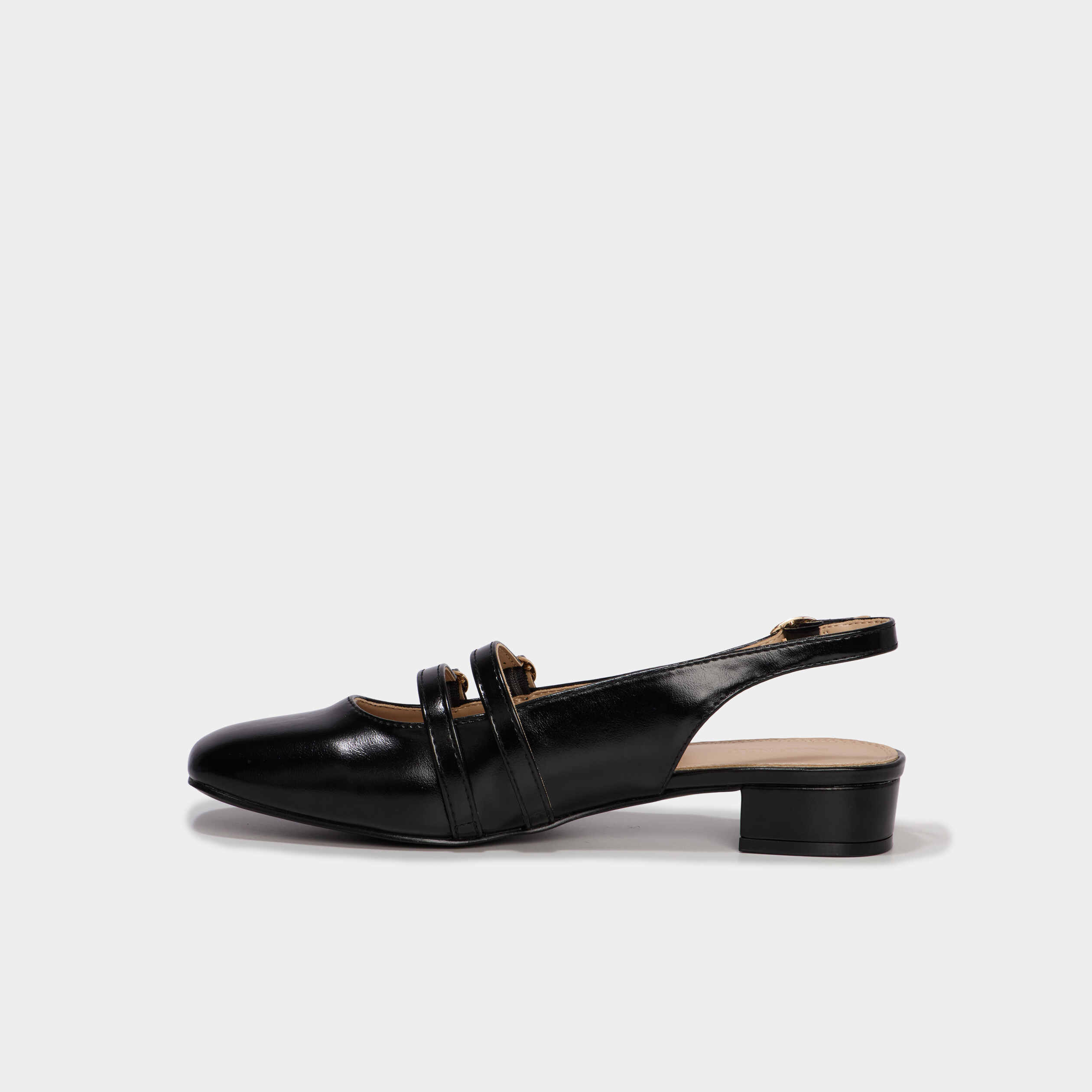Ballerine slingback double bride boucles noir femme