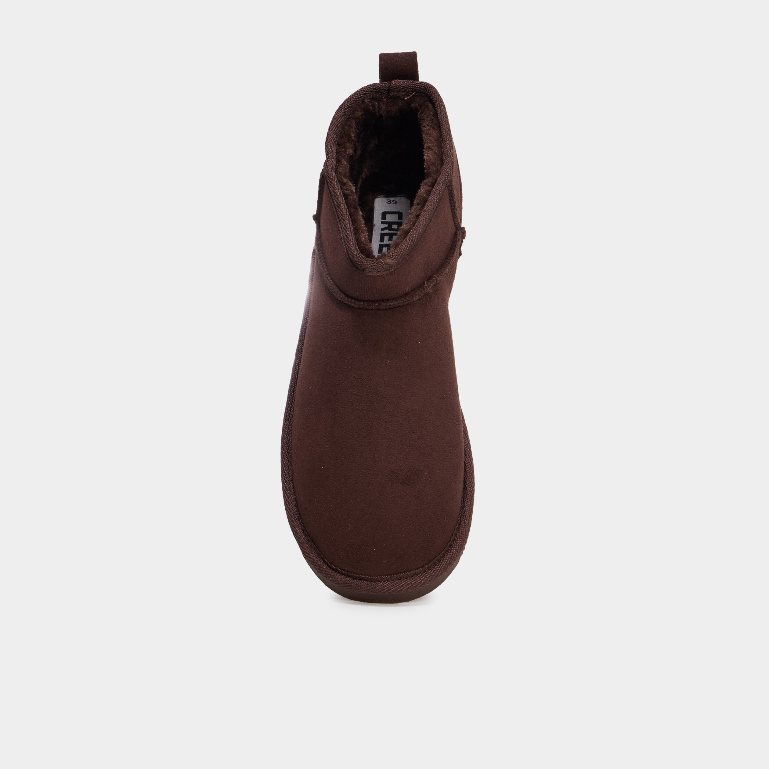 Bottines fourr&eacute;es effet su&eacute;dine marron fonc&eacute; femme