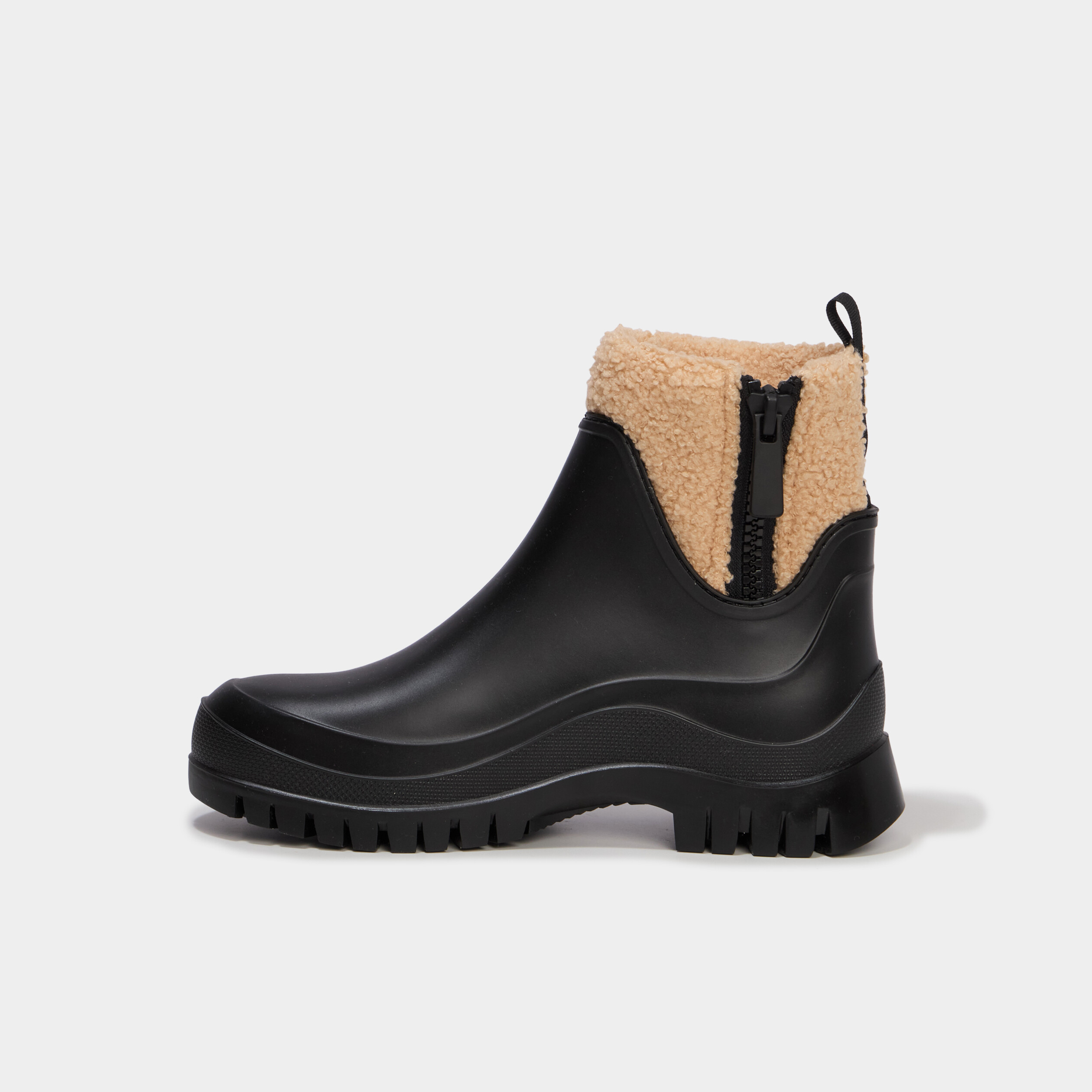 Bootes de pluie avec d&eacute;tails polaire noir femme