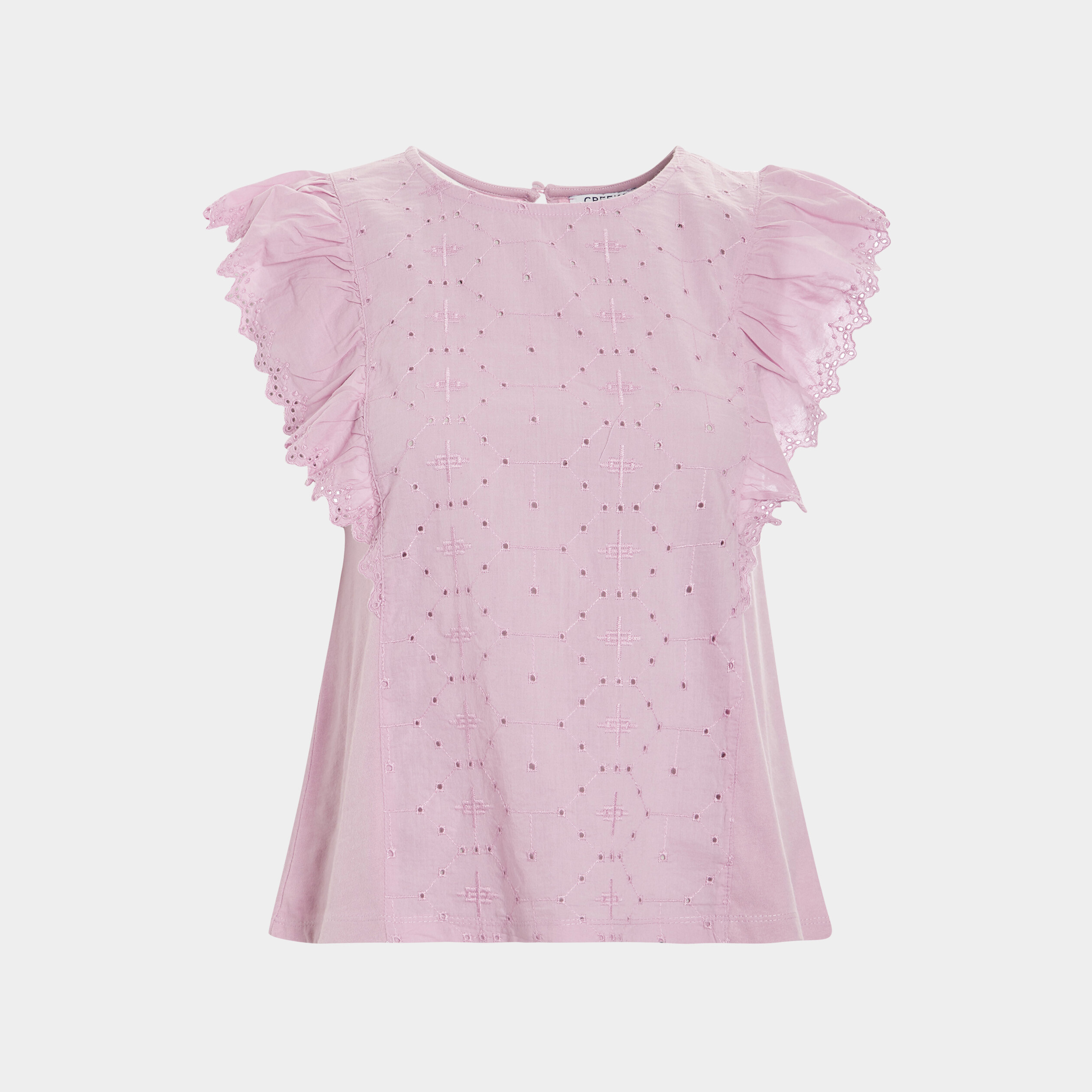 T-shirt avec broderie anglaise parme femme