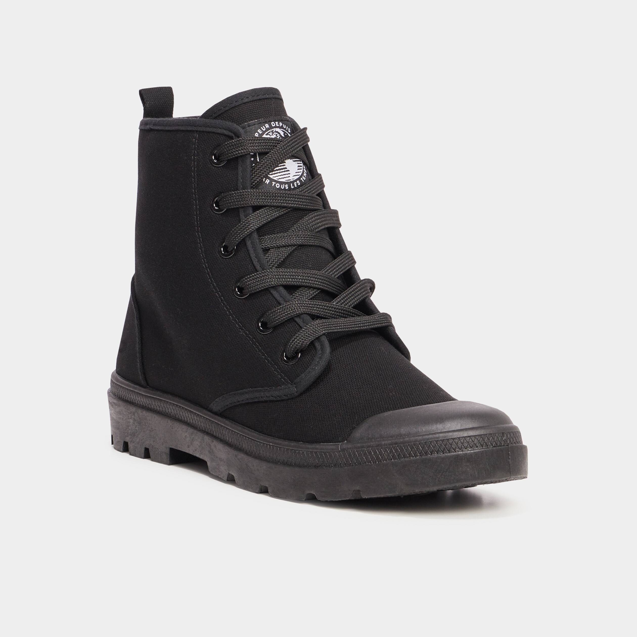 Baskets montantes en toile Trappeur noir femme