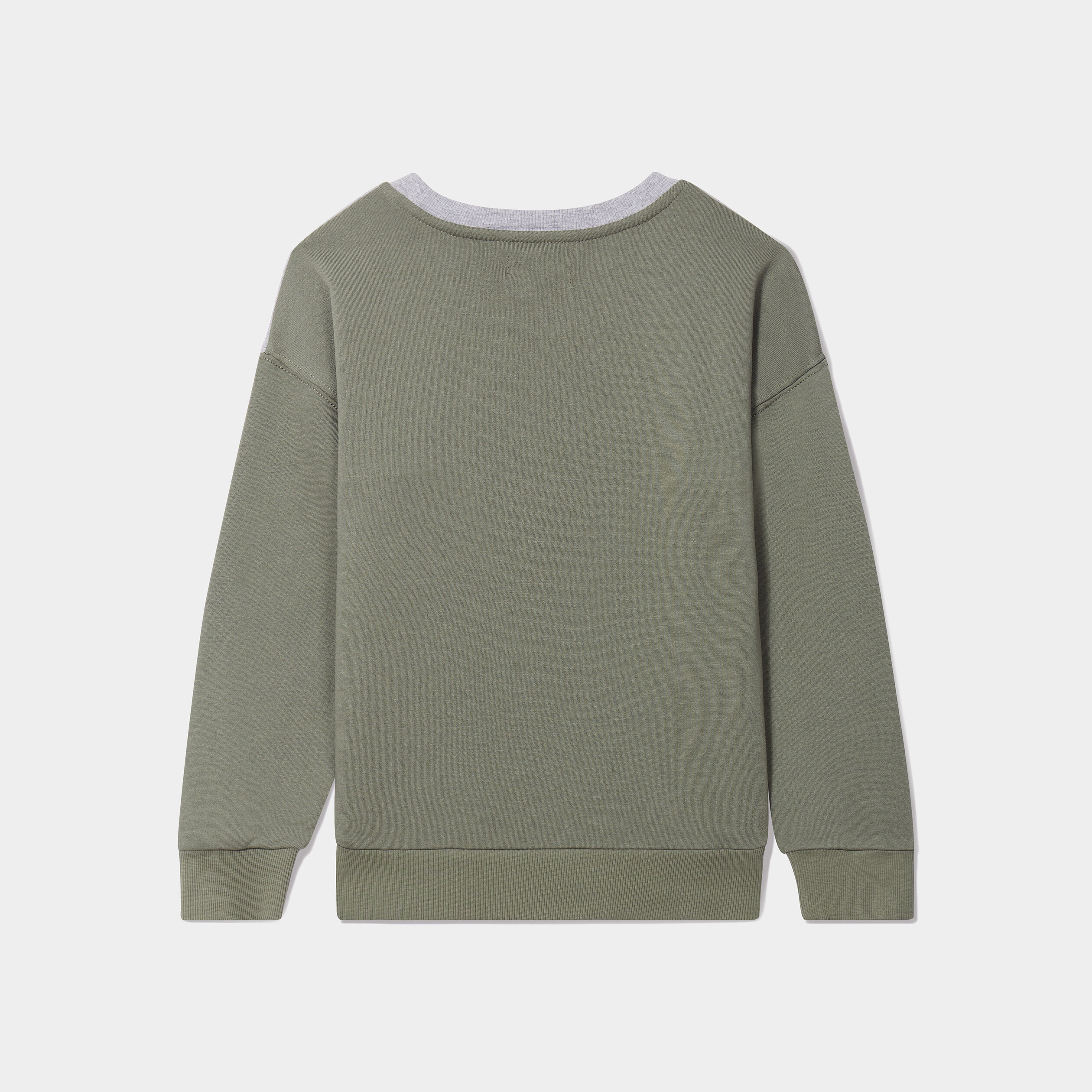 sweat col rond manches longues bicolore vert kaki garcon Sweat col rond manches longues bicolore vert kaki garçon