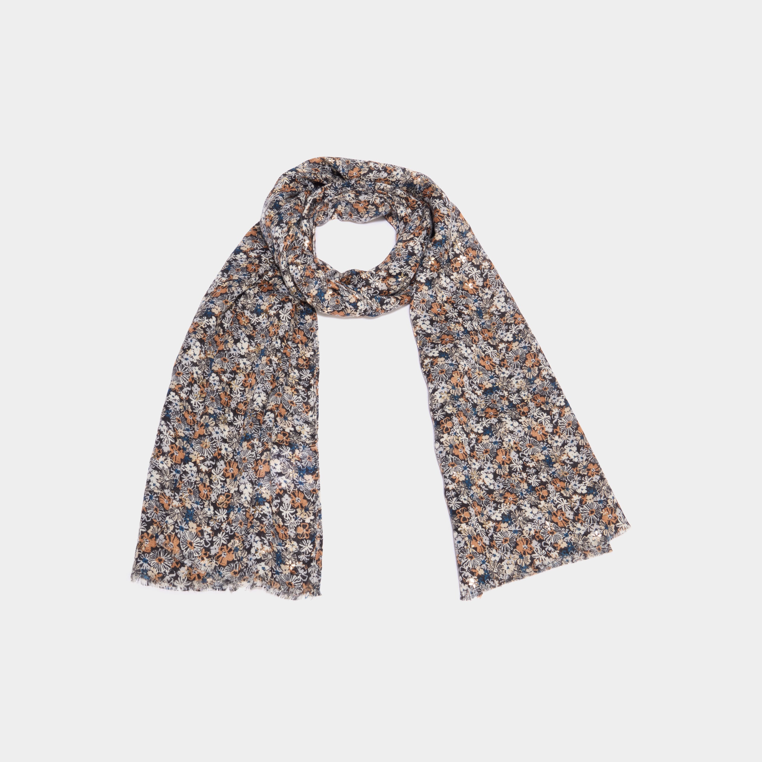 Foulard rectangulaire noir femme