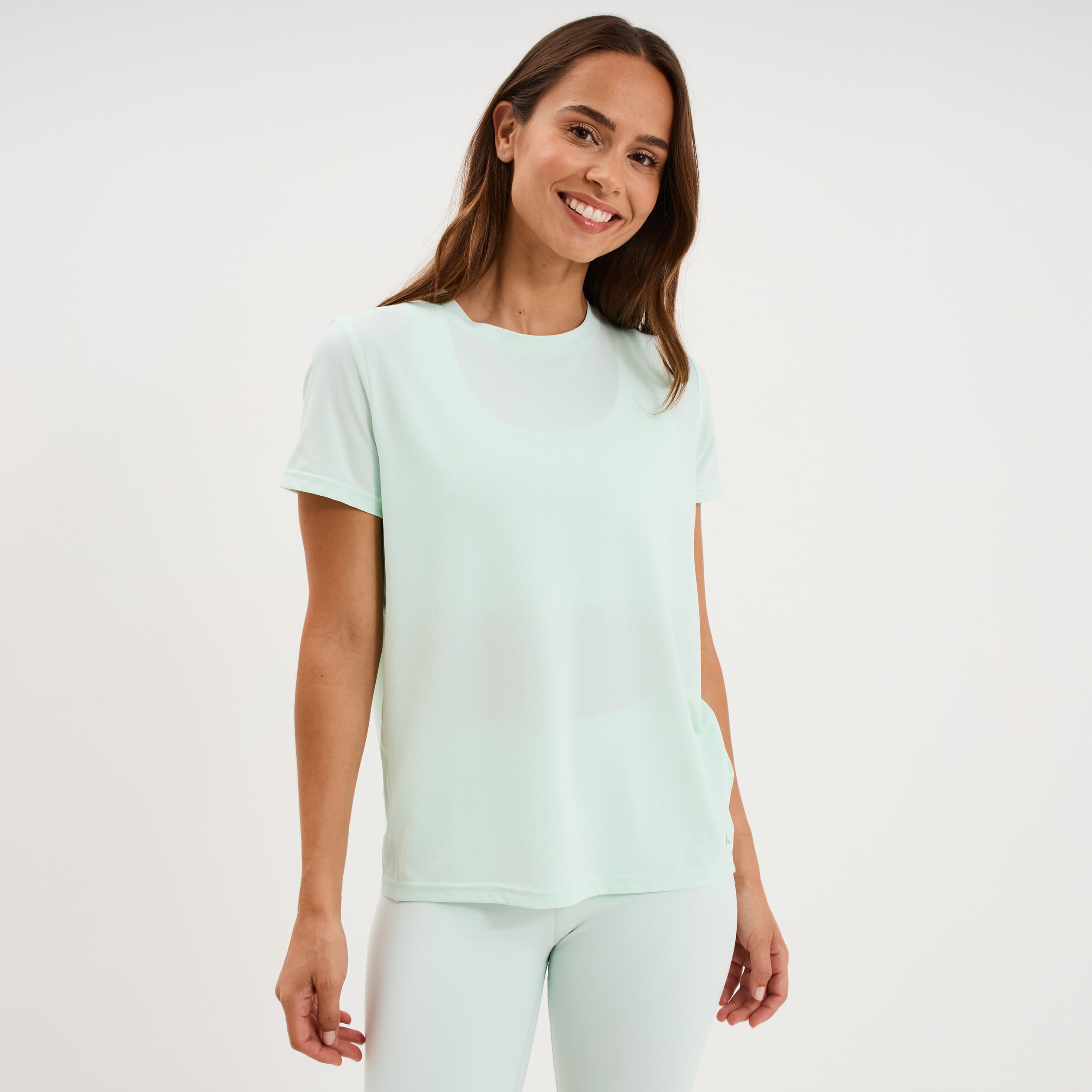 T-shirt de sport droit manches courtes bleu turquoise femme