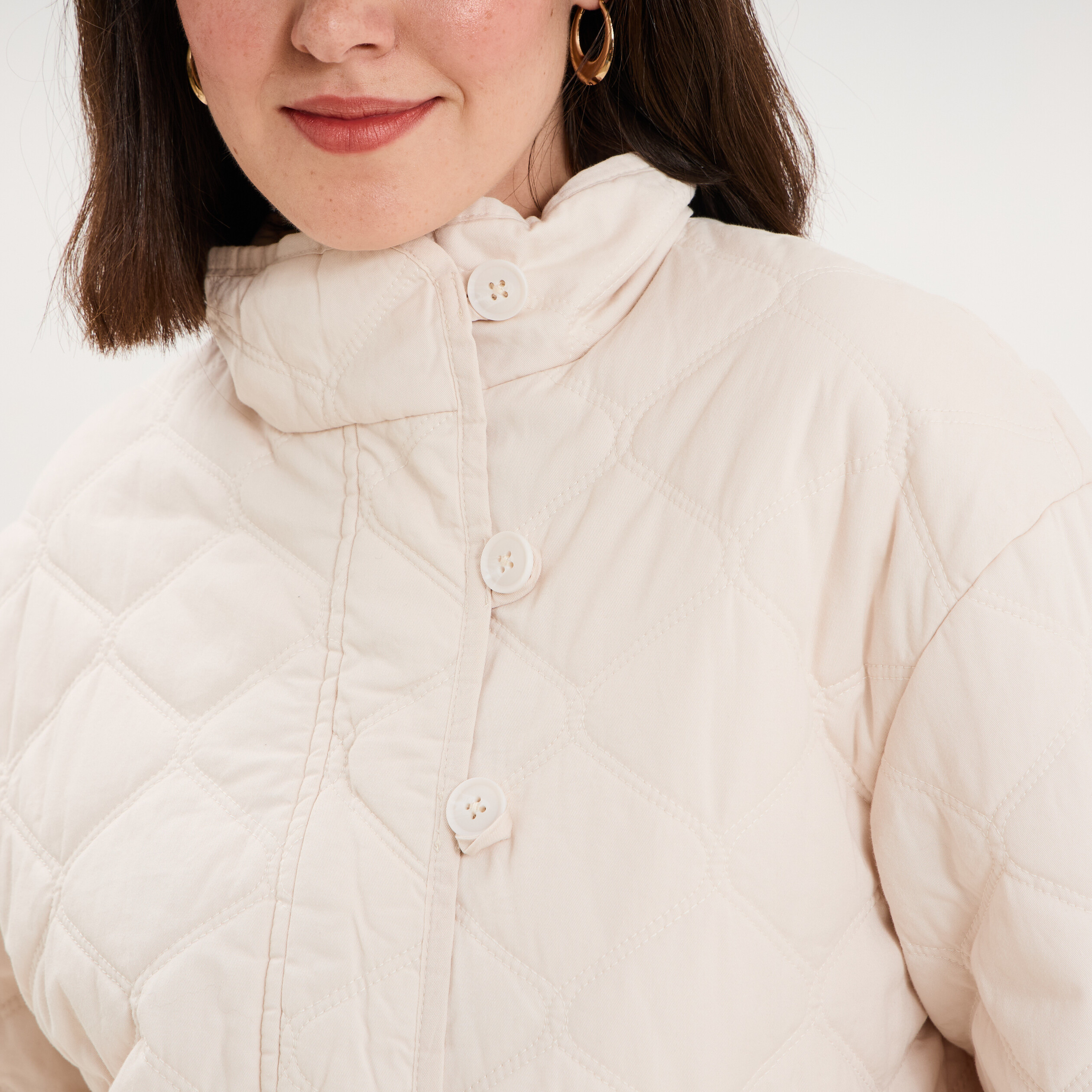 Veste matelass&eacute;e taille ajustable ivoire femme