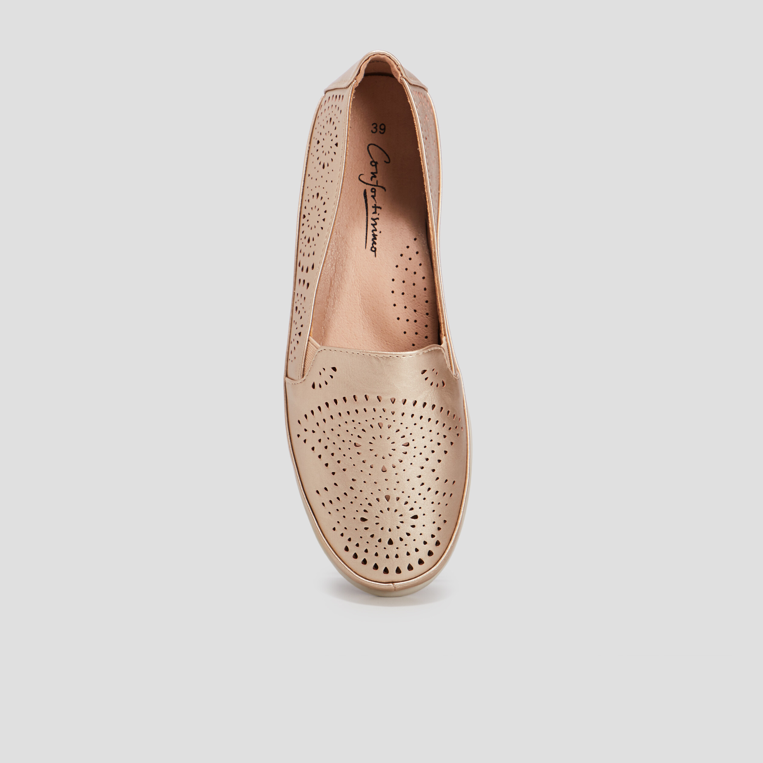 Mocassins perfor&eacute;es jaune or femme