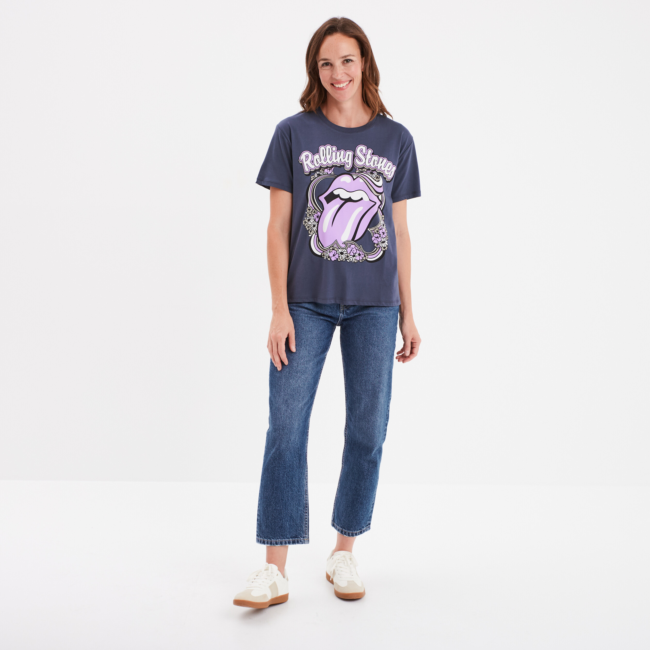 t shirt manches courtes rolling stones gris fonce femme T-shirt manches courtes Rolling Stones gris foncé femme