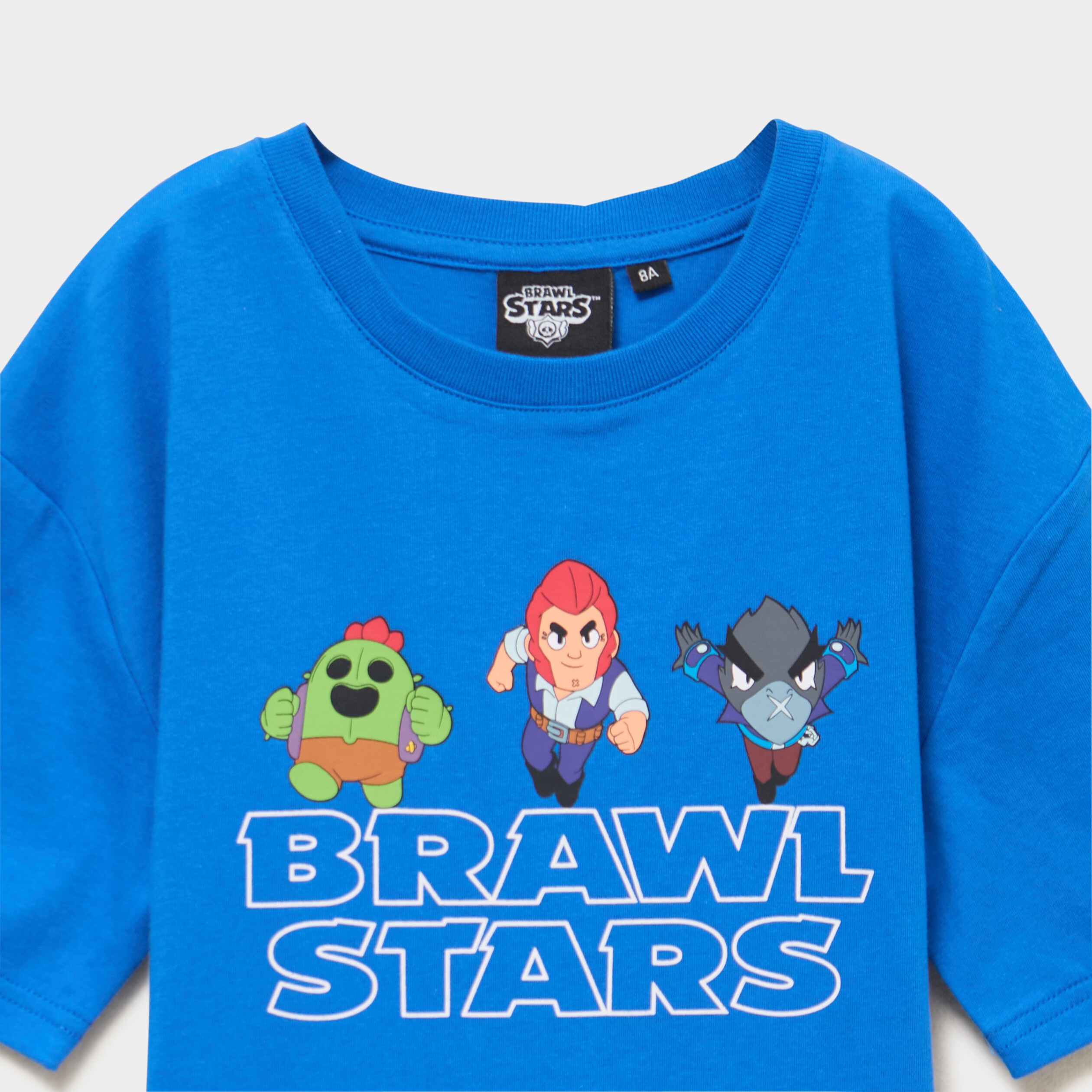 T-shirt col rond coton Brawl Stars bleu gar&ccedil;on