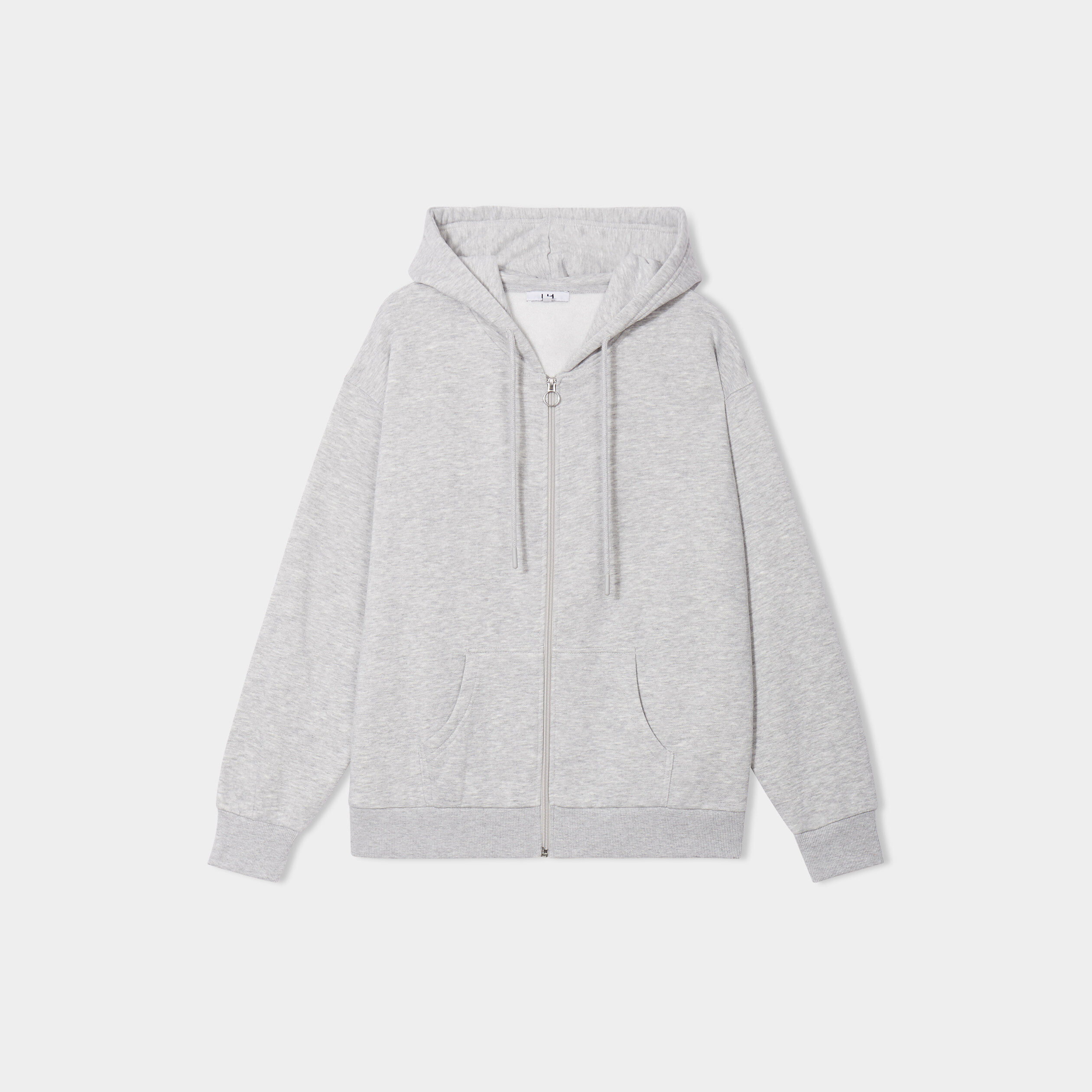 Sweat zippé à capuche gris clair femme