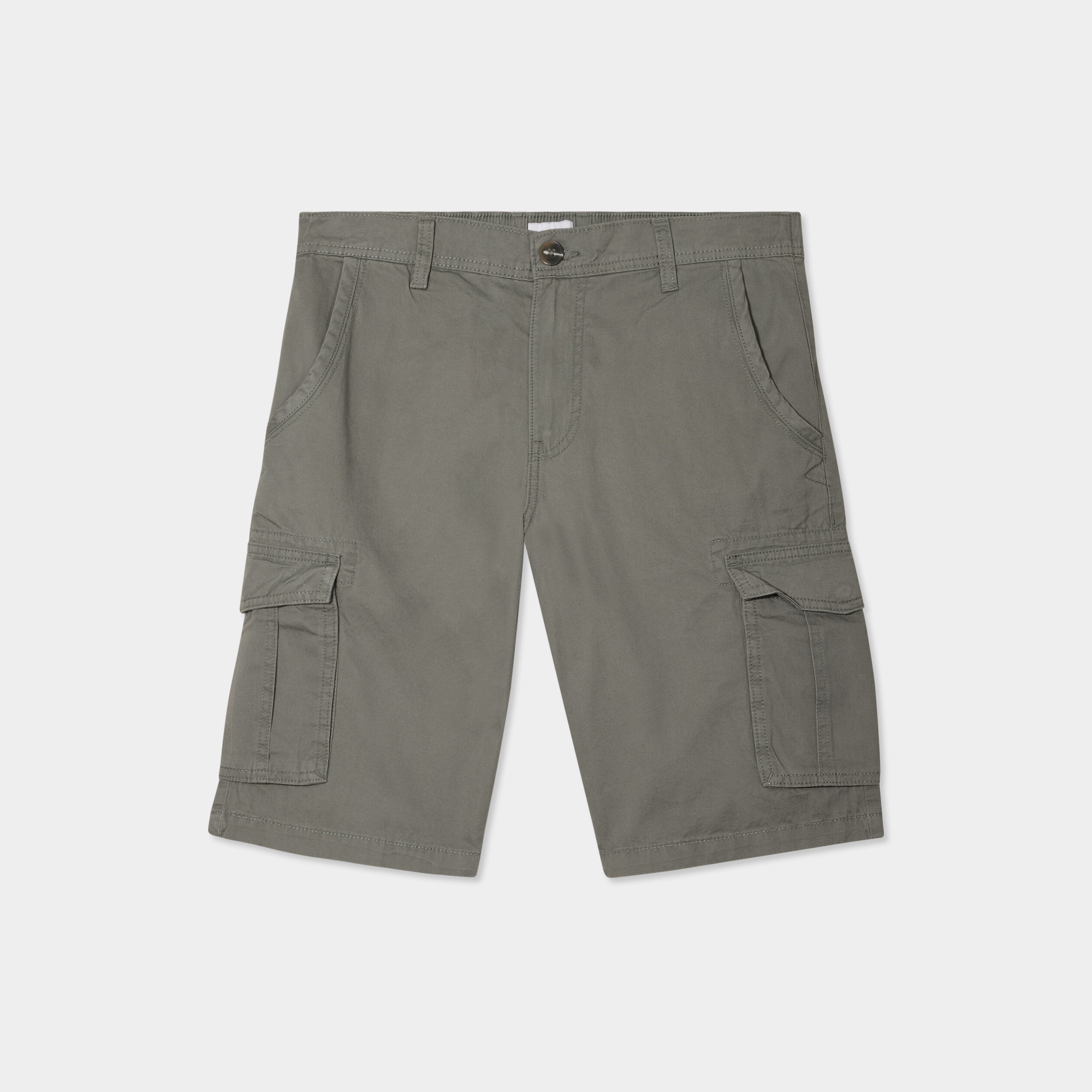 Bermuda short cargo poches &agrave; rabat coton gris homme