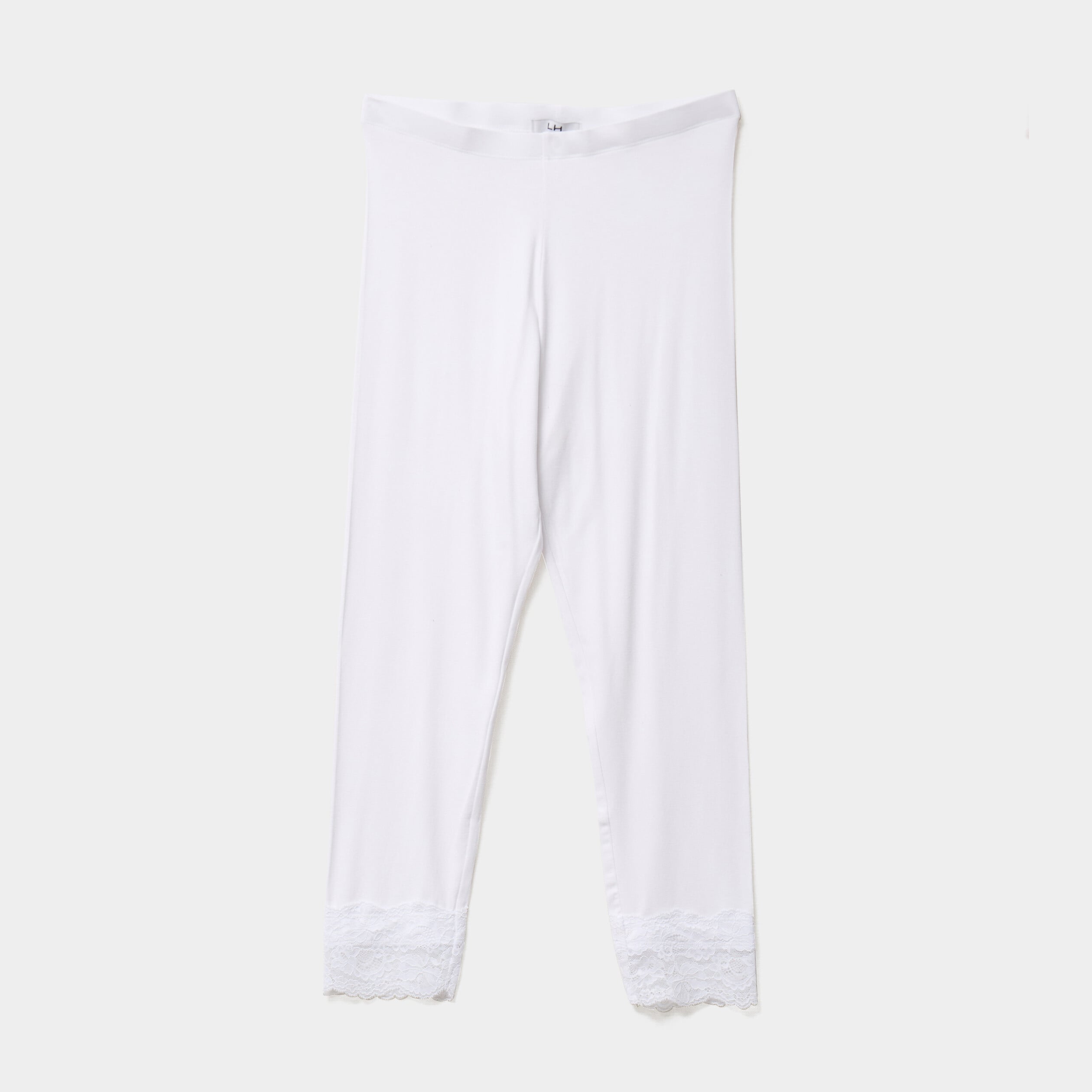 Legging 7/8&egrave;me avec dentelle blanc femme
