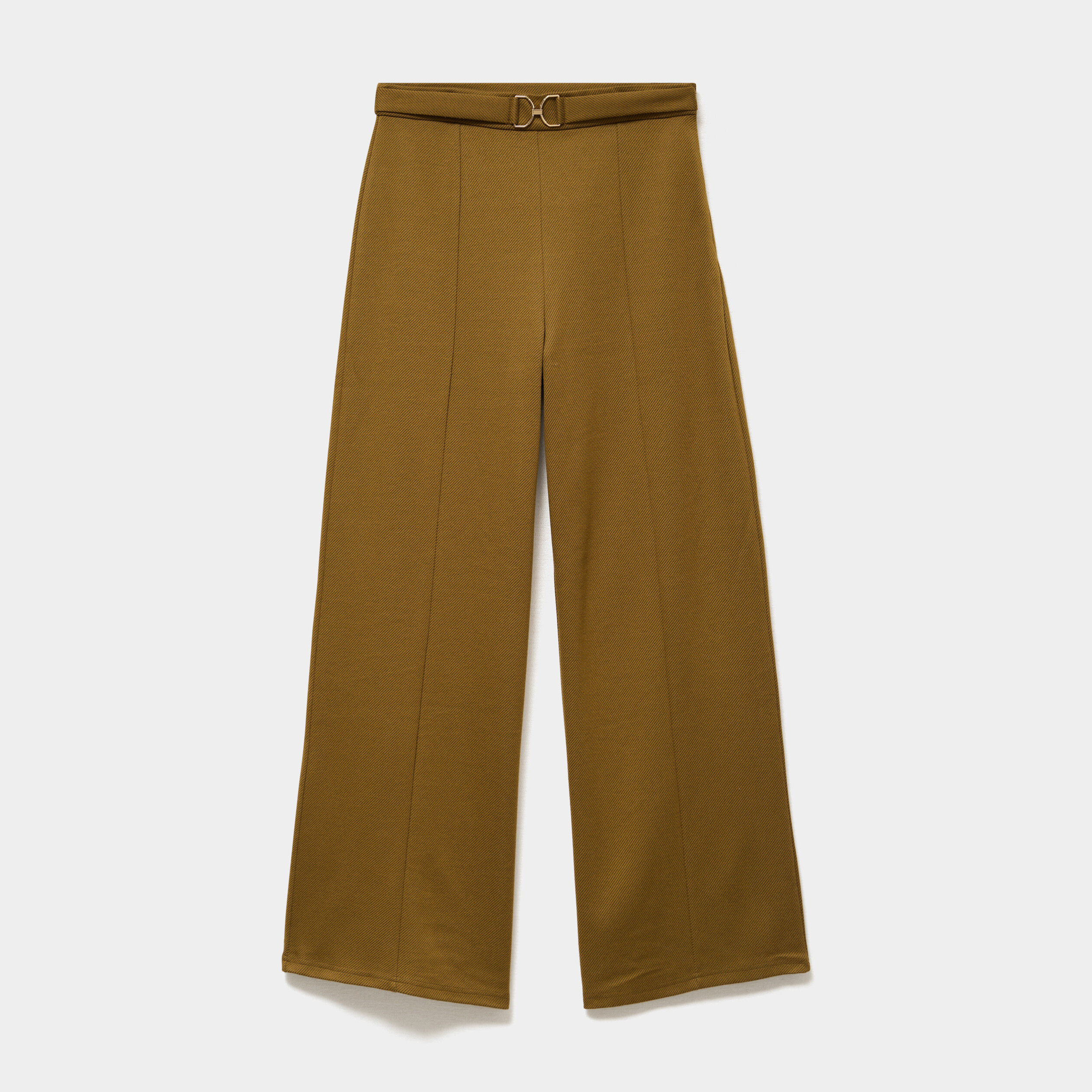 Pantalon large avec boucle vert olive femme