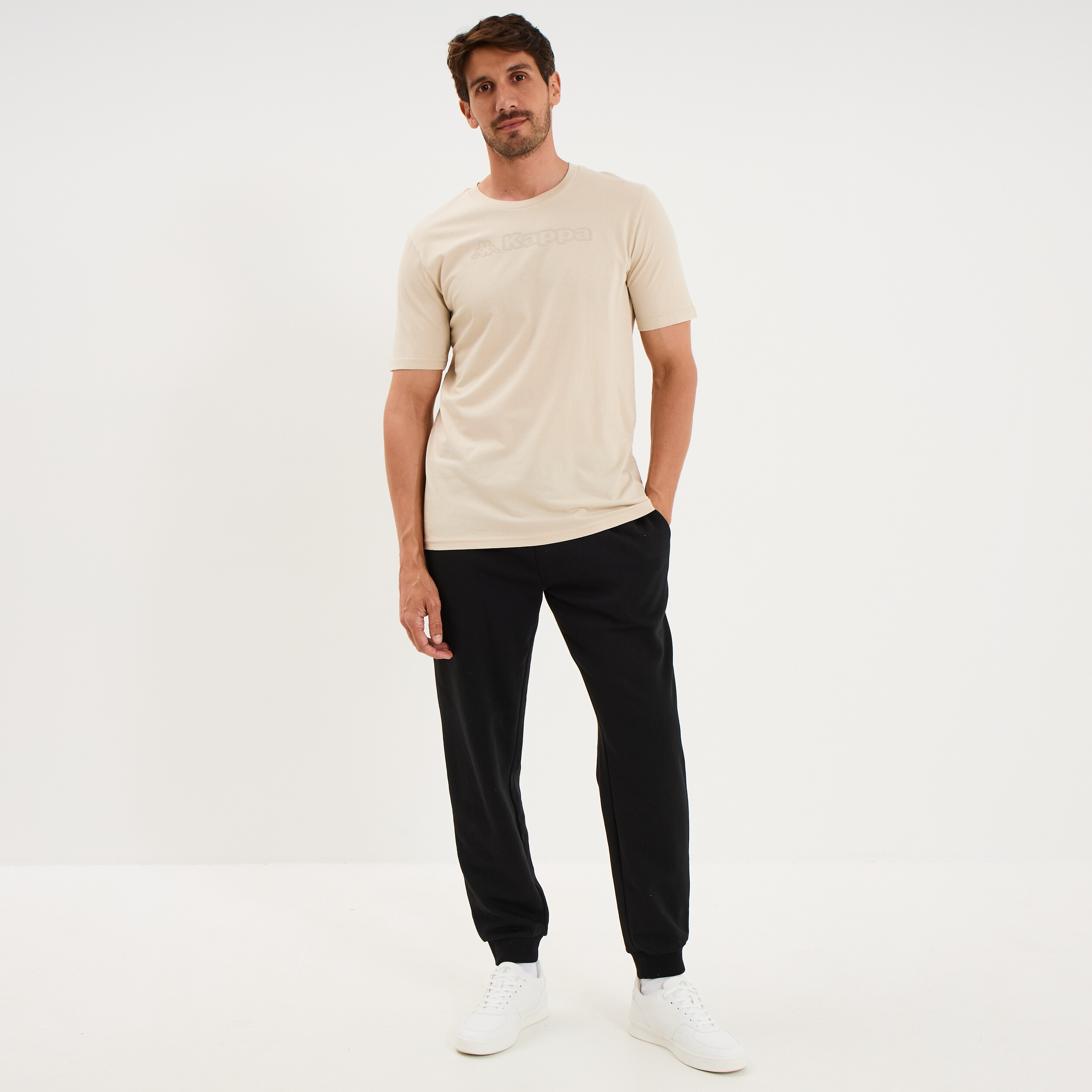 T-shirt manches courtes coton Kappa ivoire homme
