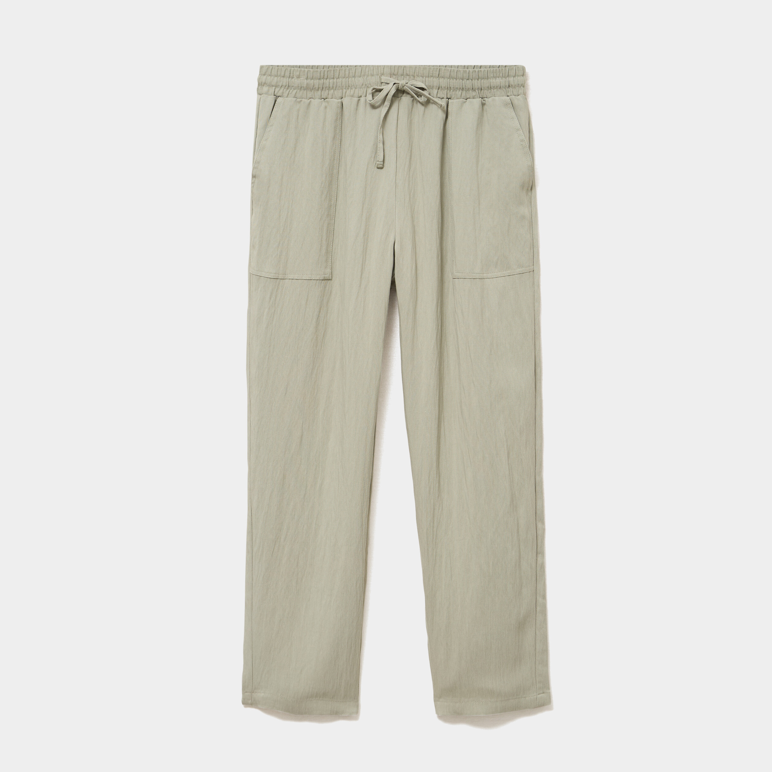 Pantalon fluide carotte &eacute;lastiqu&eacute;e vert kaki femme