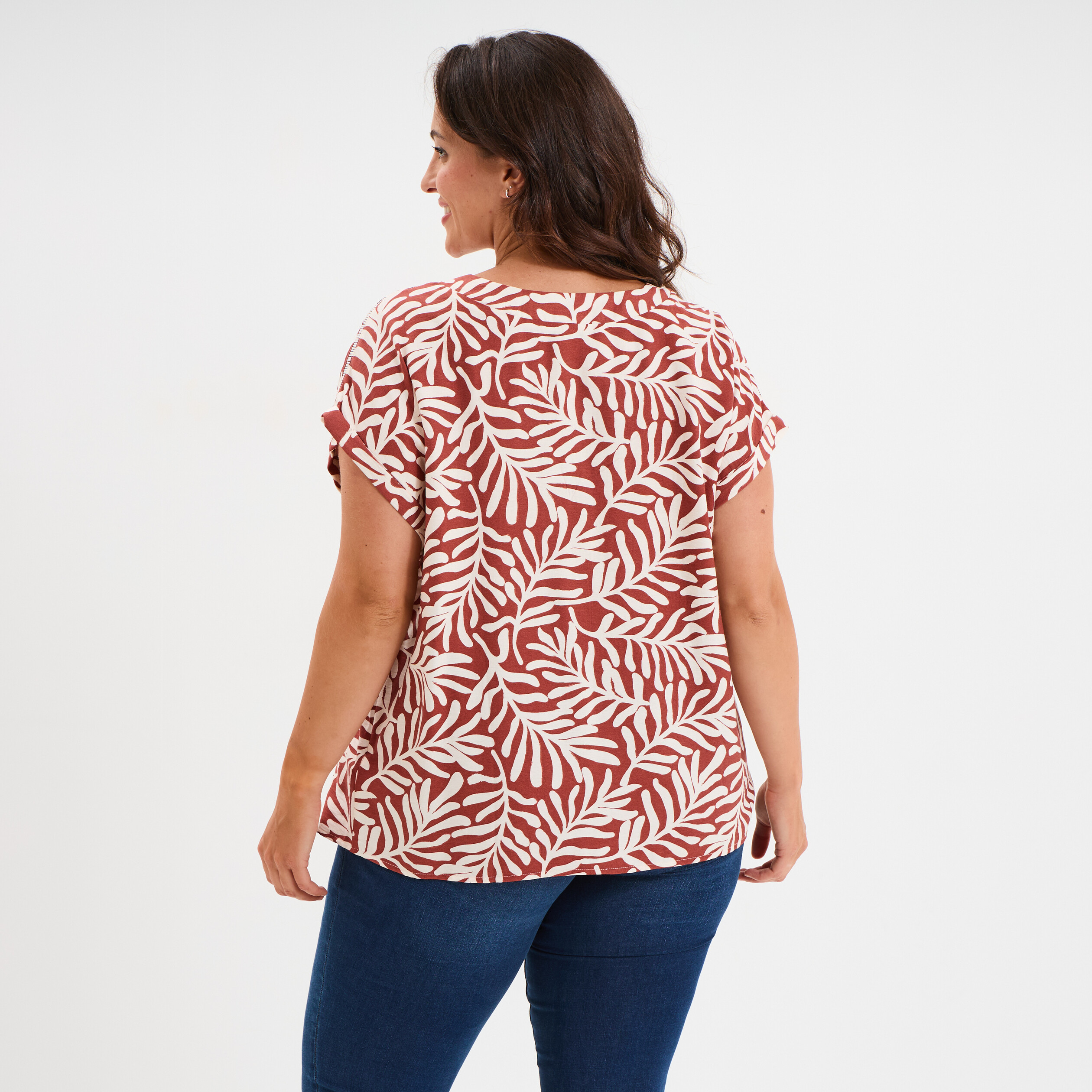 blouse col en v manches courtes terracotta femmegt Blouse col en V manches courtes terracotta femme grande taille