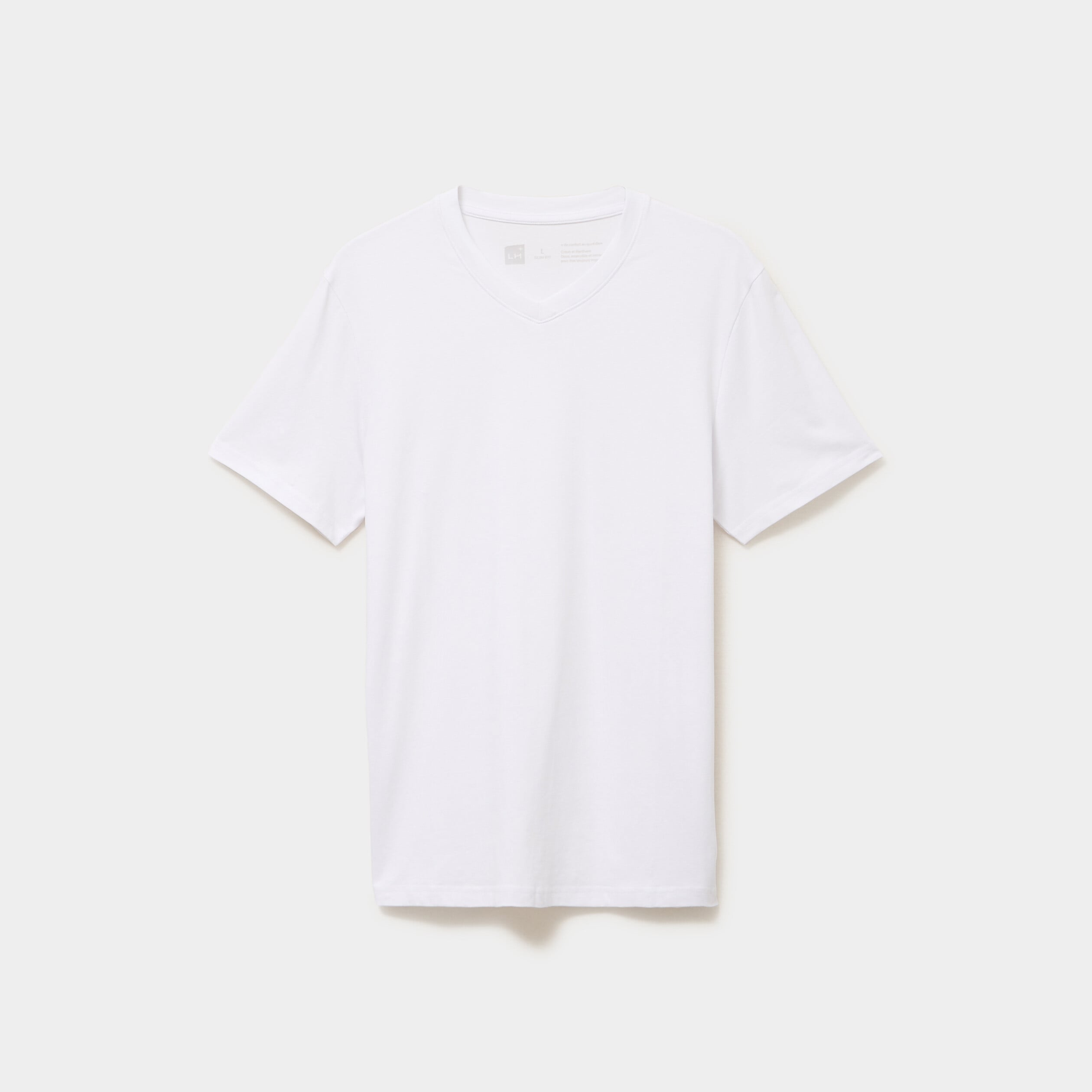 T-shirt col V slim stretch blanc homme