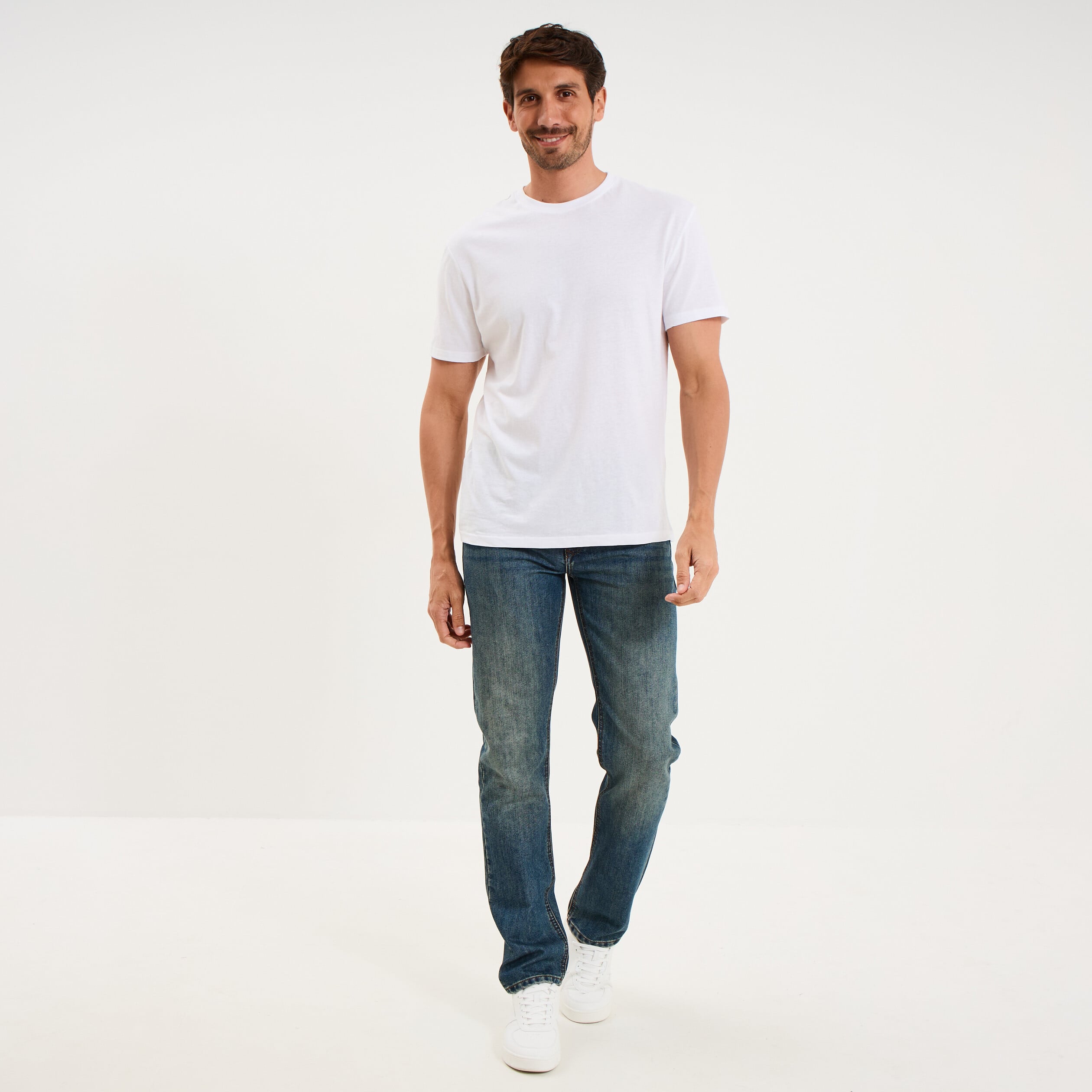 Jeans straight denim 5 poches denim dirty homme