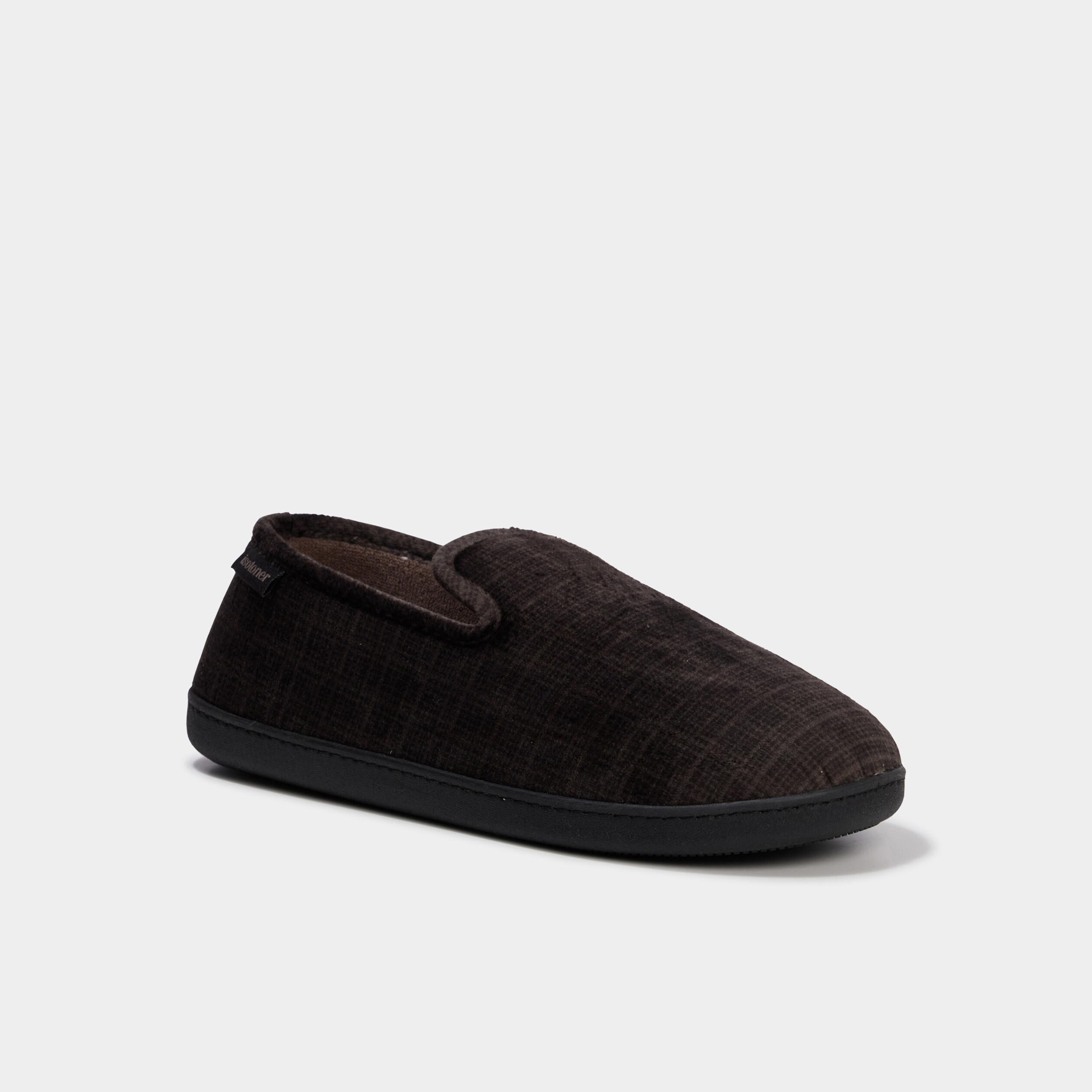 Pantoufles fourr&eacute;es bout rond vert kaki homme