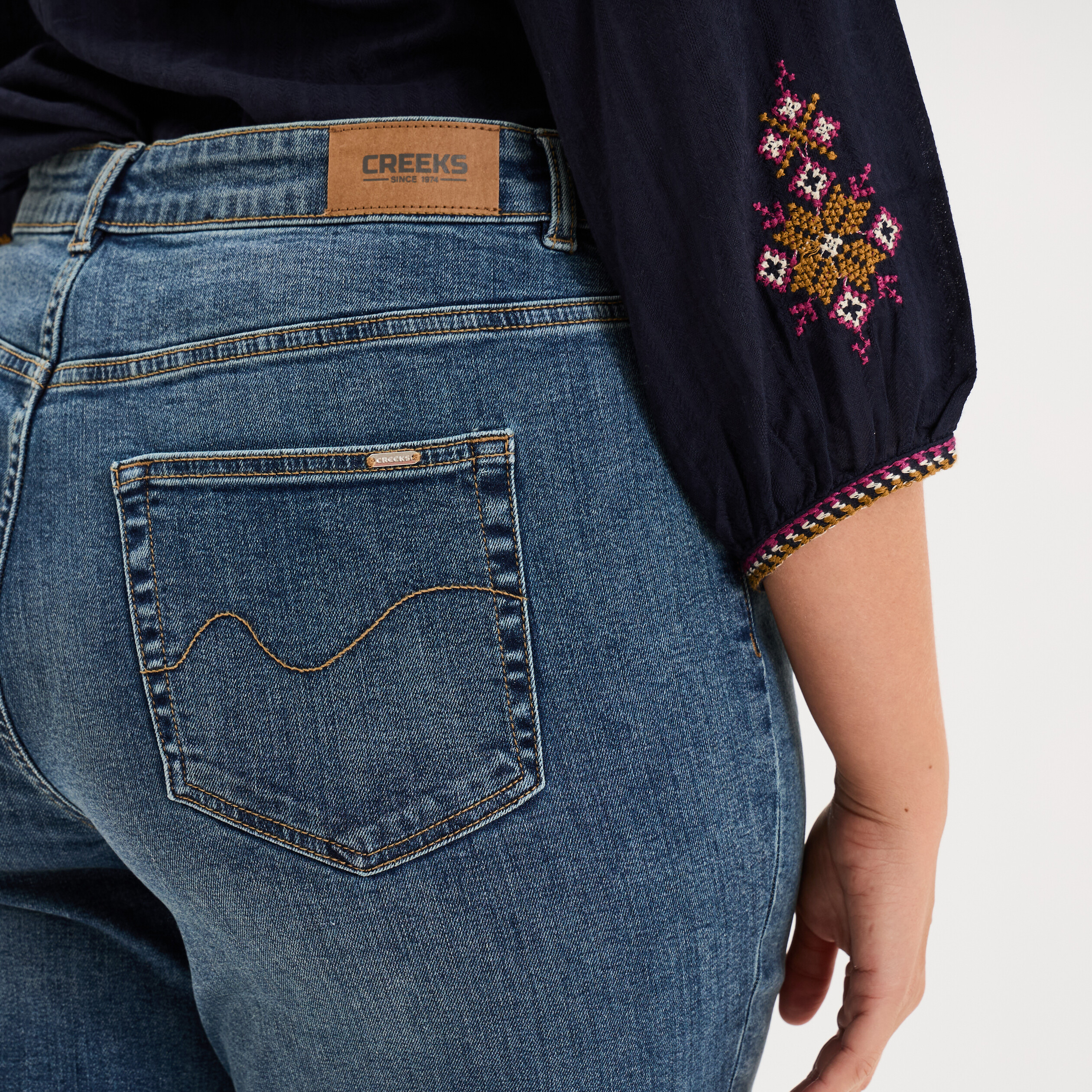 Jean flare 5 poches taille haute denim dirty femme grande taille